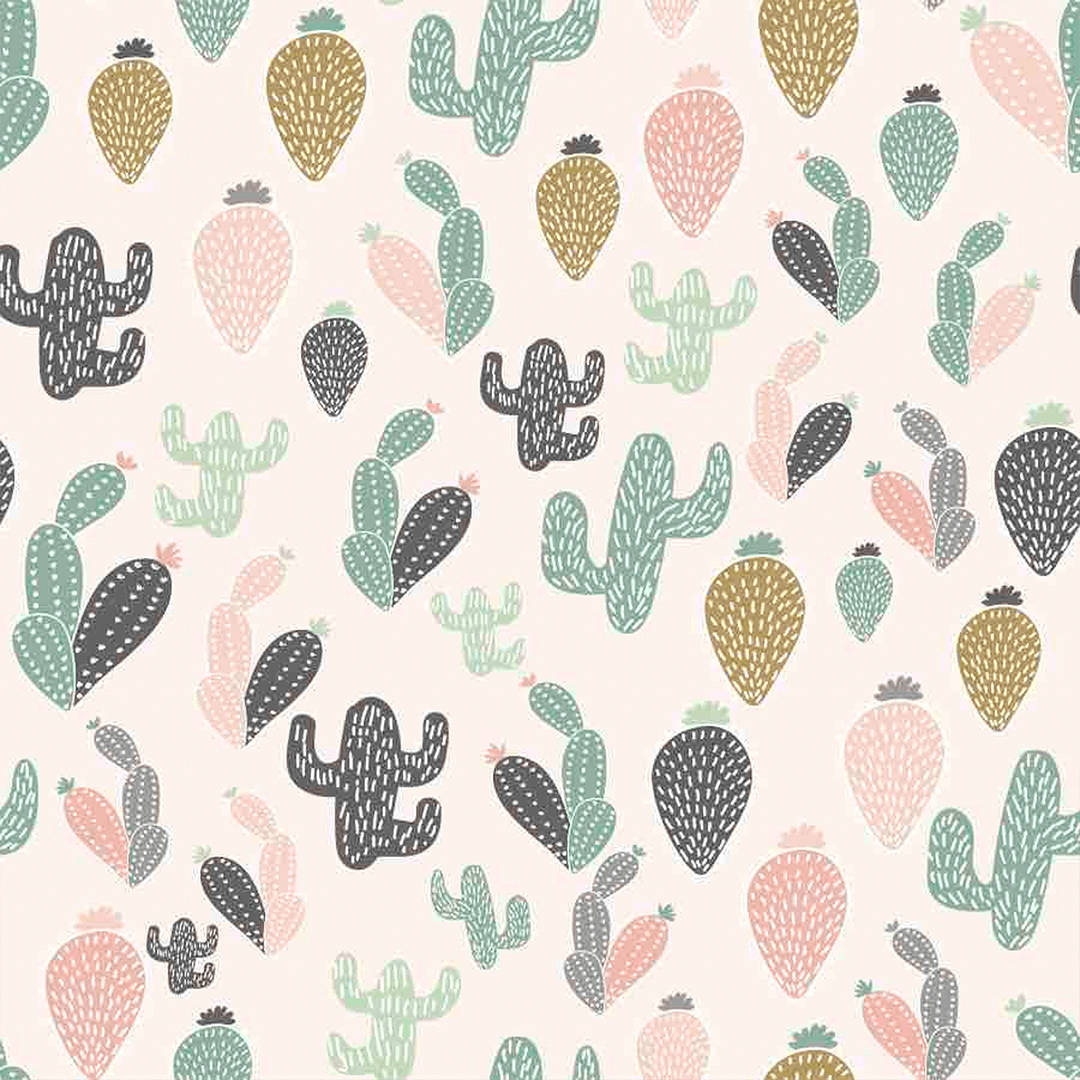 Cute Pastel Cactus Pattern Wall Art Wallpaper