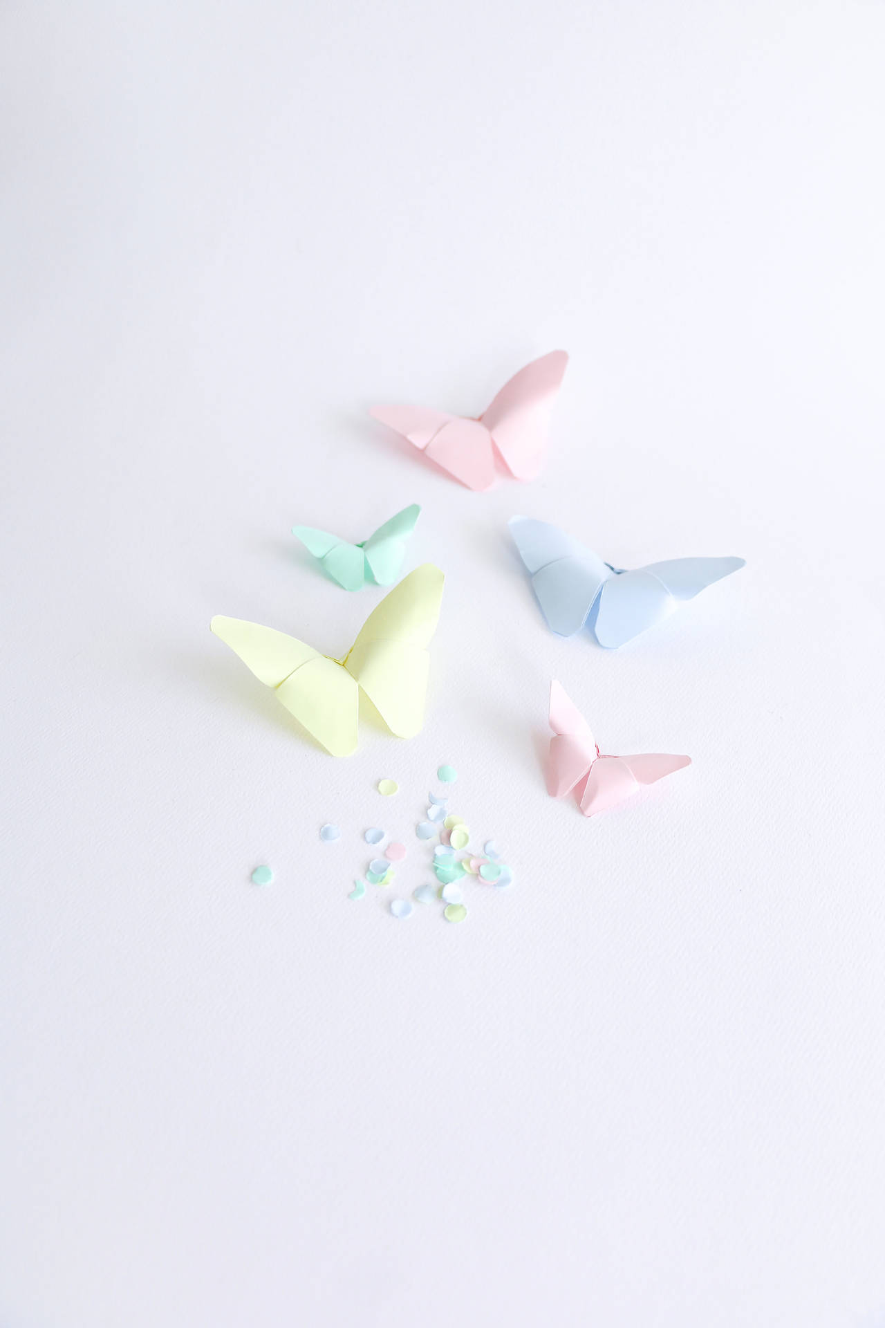 Cute Pastel Colors Origami Butterflies Wallpaper