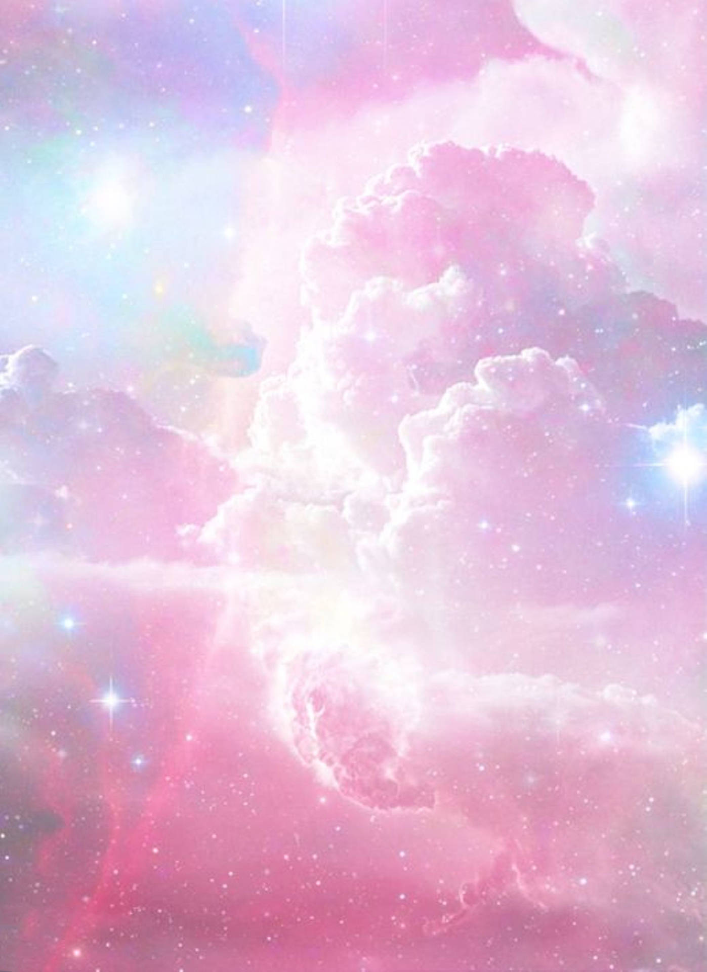 Cute Pastel Colors Sparkly Clouds Wallpaper