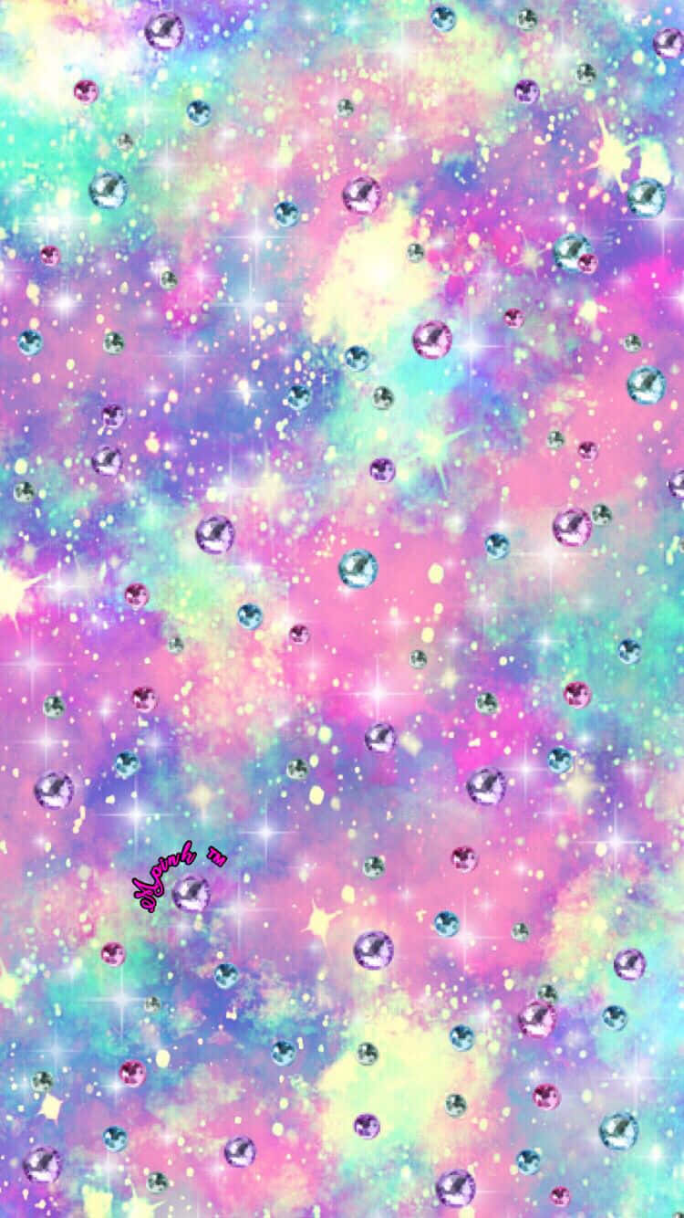 Sød pastel galakse med skinnende kugler Wallpaper
