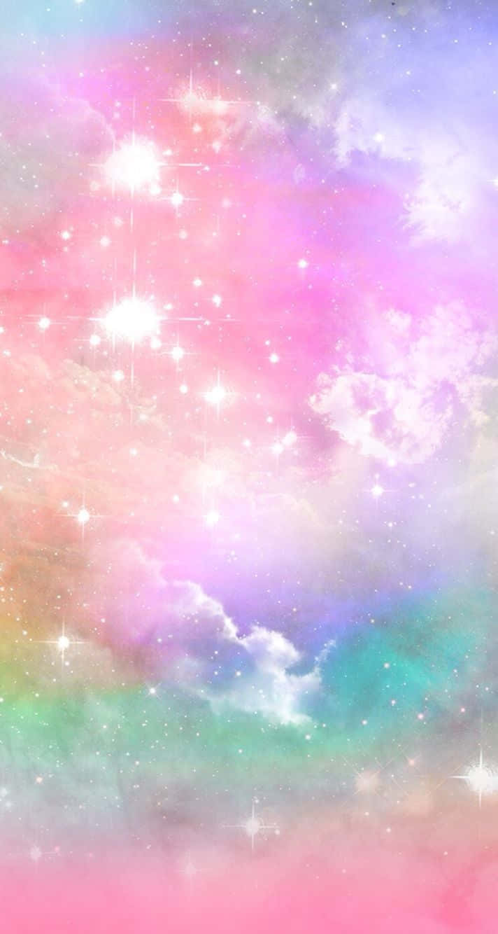 Sød pastel galakse skyet himmel tapet Wallpaper