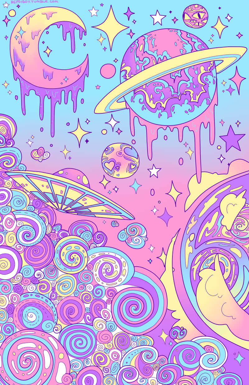 Niedliches,trippiges Pastell-galaxy Wallpaper