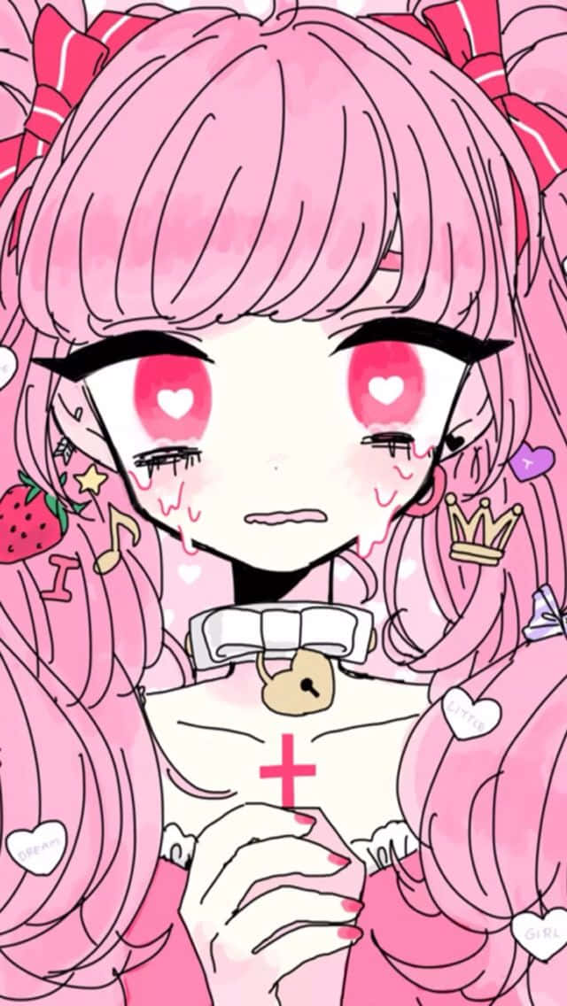 Cute Pastel Goth Anime Girl Prays Wallpaper