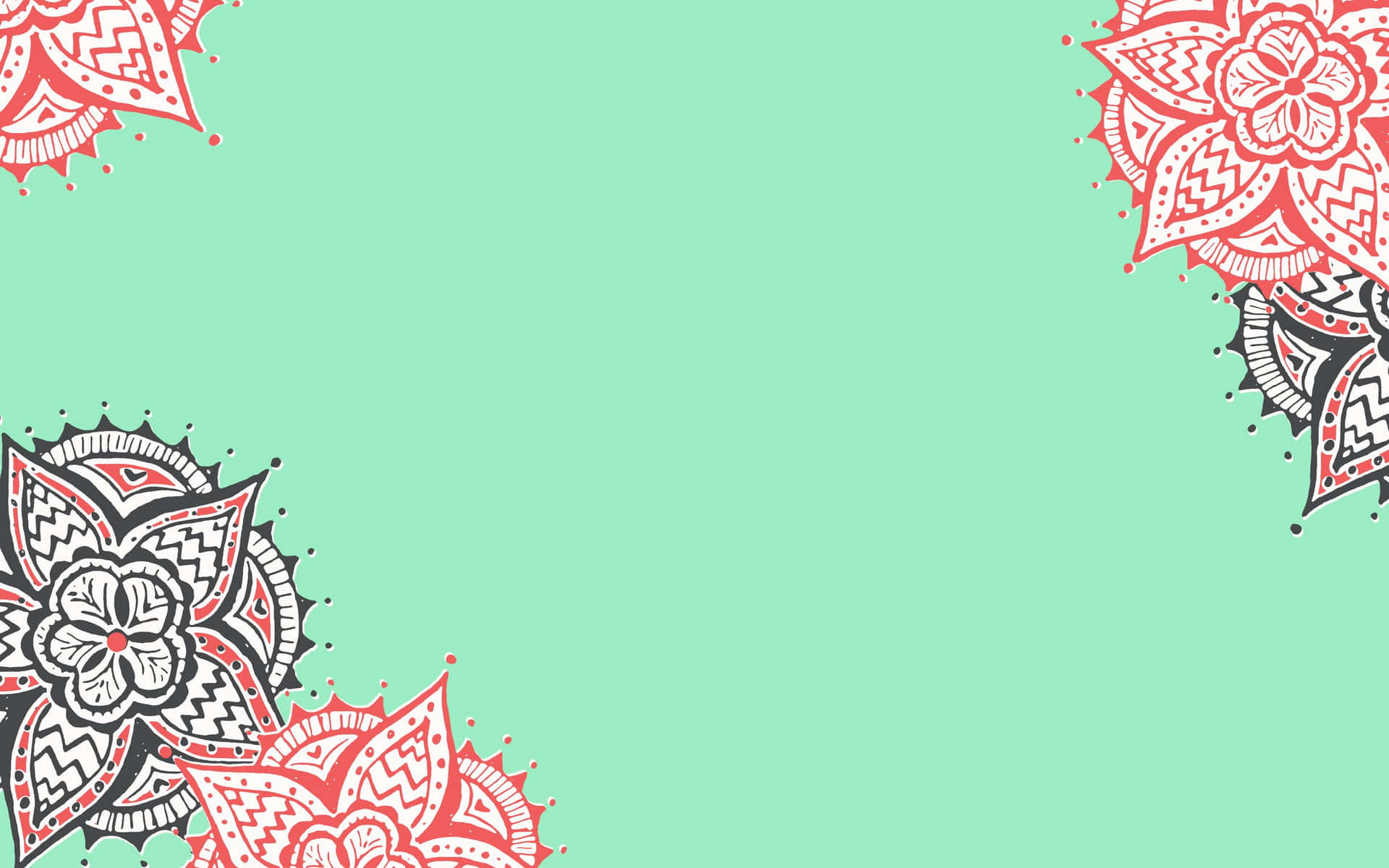Dibujostribales Florales En Tonos Verdes Pastel Lindos. Fondo de pantalla
