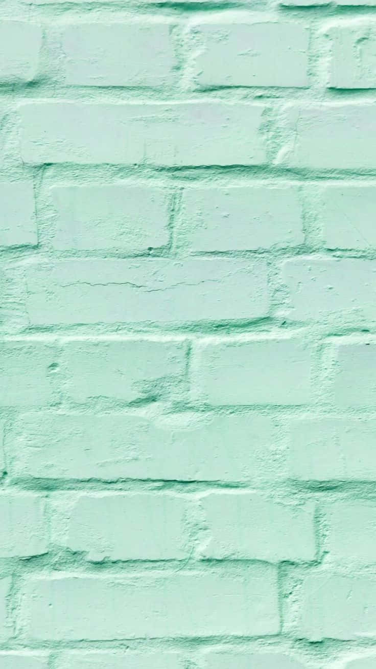 Sötpastellgrön Tegelvägg. Wallpaper