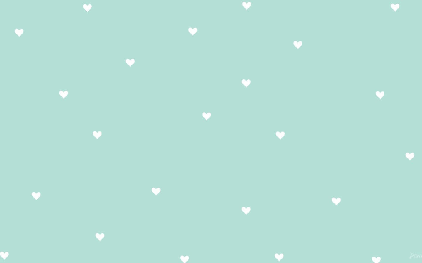 Cute Pastel Green White Hearts Pattern. Wallpaper