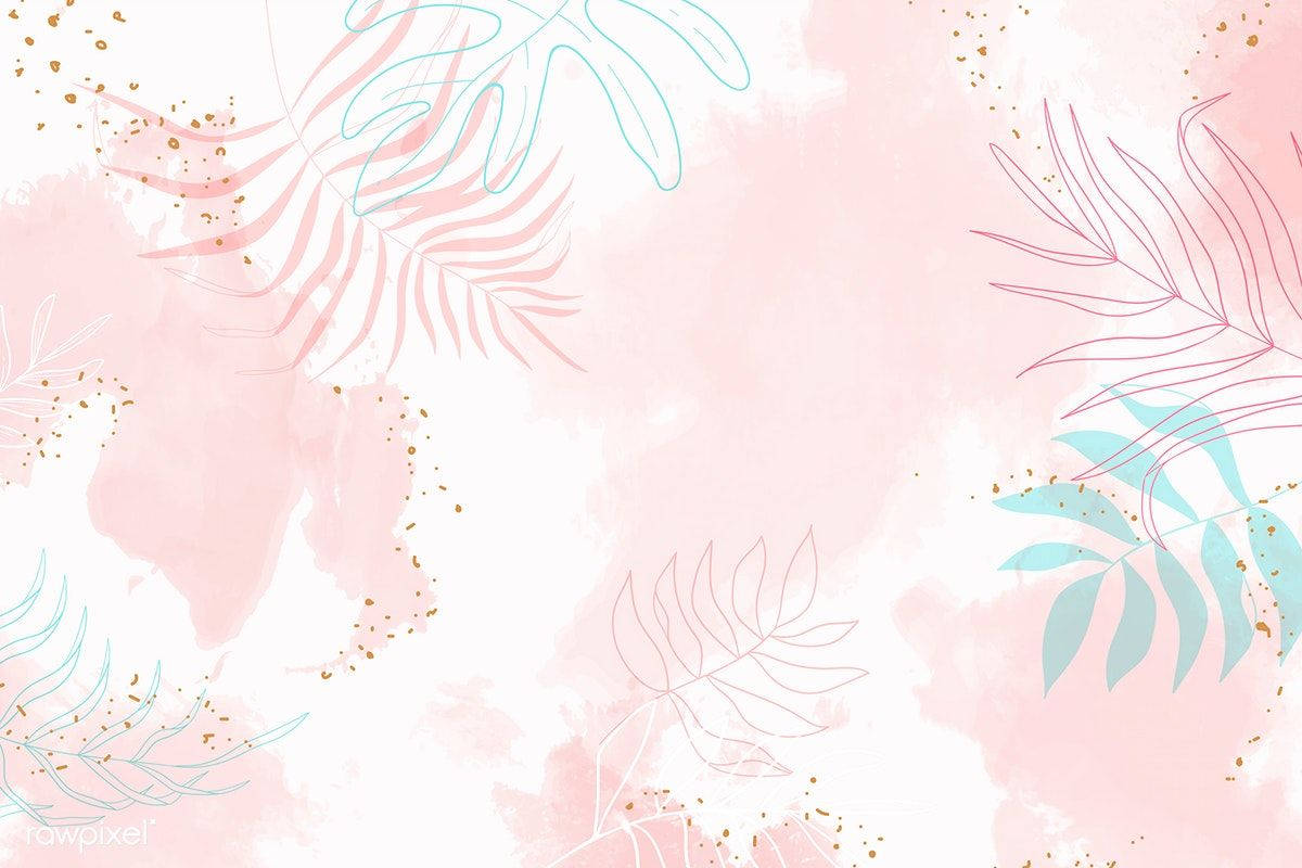 Cute Pastel Pink And Blue Leaves Wallpaper