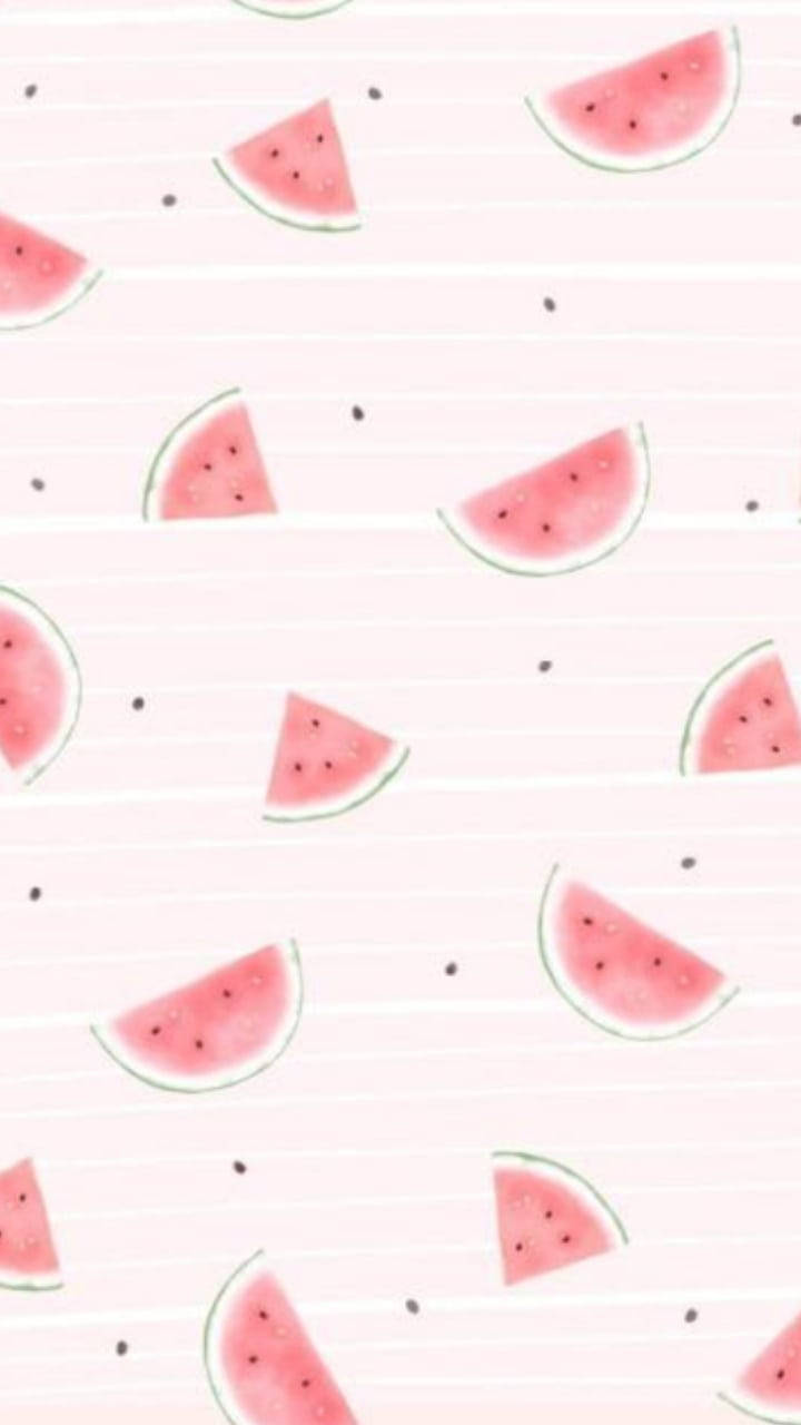Sød pastel lyserød vandmelon stationær kunst Wallpaper