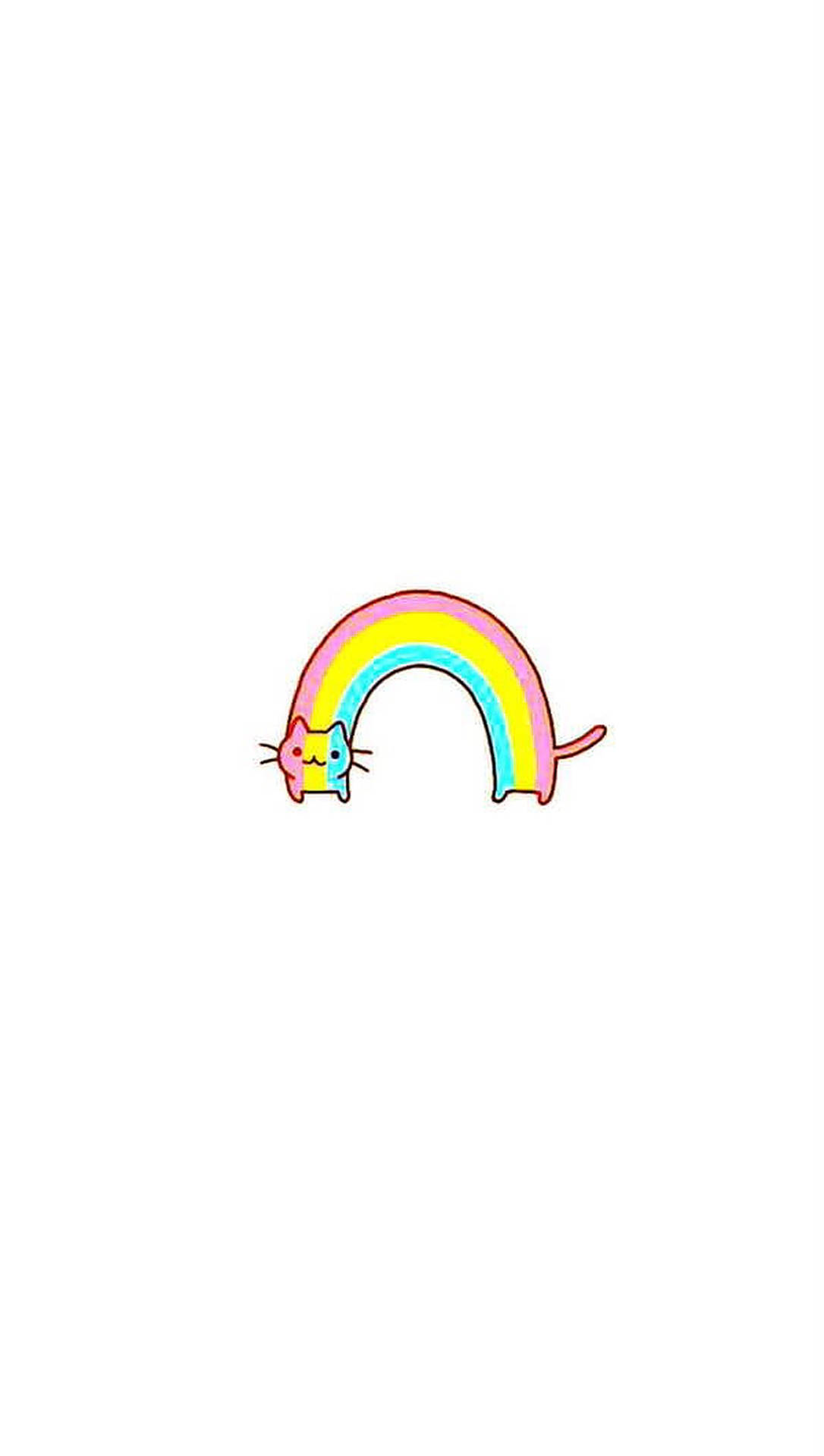 Cute Pastel Rainbow Cat Vector Art Wallpaper