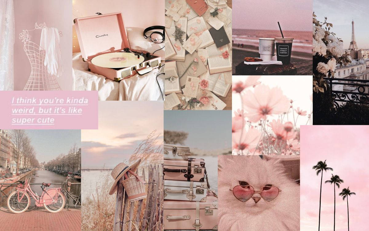 Cute Pastel Sunset Mood Board Wallpaper