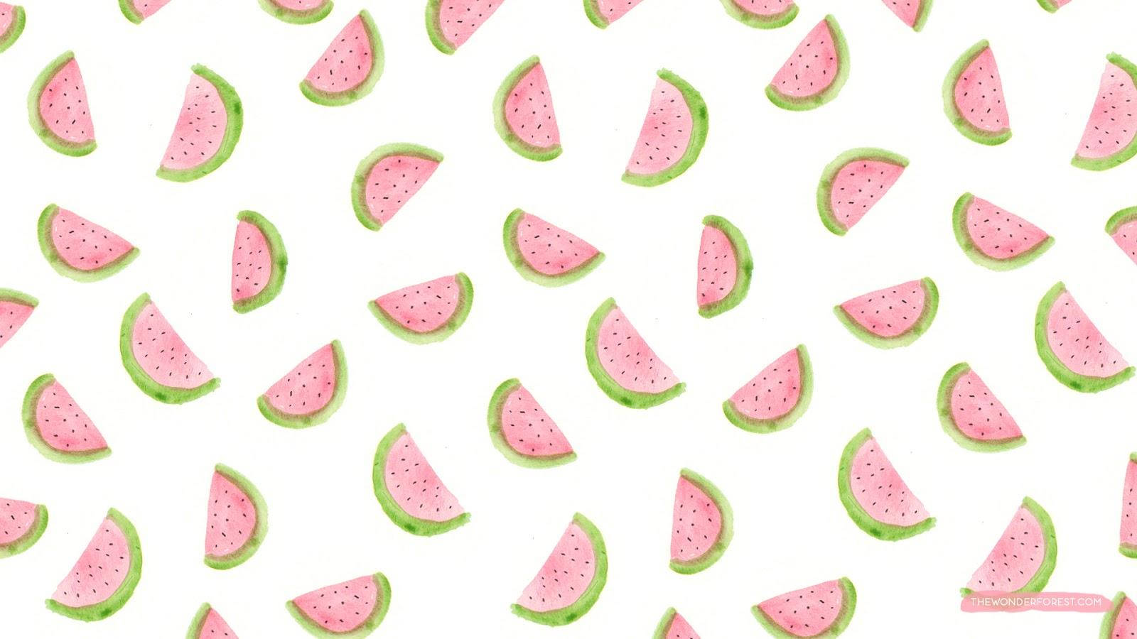 Cute Pastel Watermelon Pattern Design Wallpaper