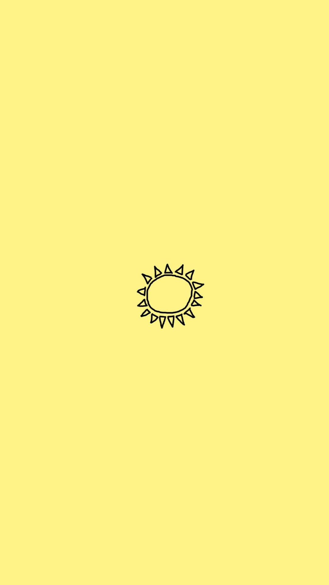 Cute Pastel Yellow Aesthetic With Sun Icon Wallpaper