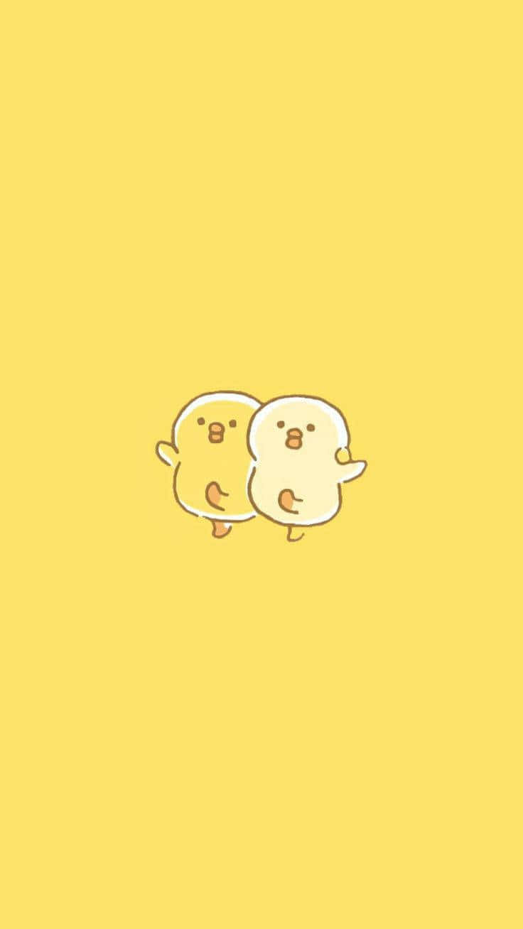 Cute Pastel Yellow Dancing Chicks Wallpaper