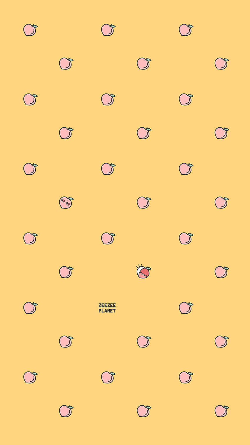 Cute Pastel Yellow Peach Fruit Pattern Wallpaper