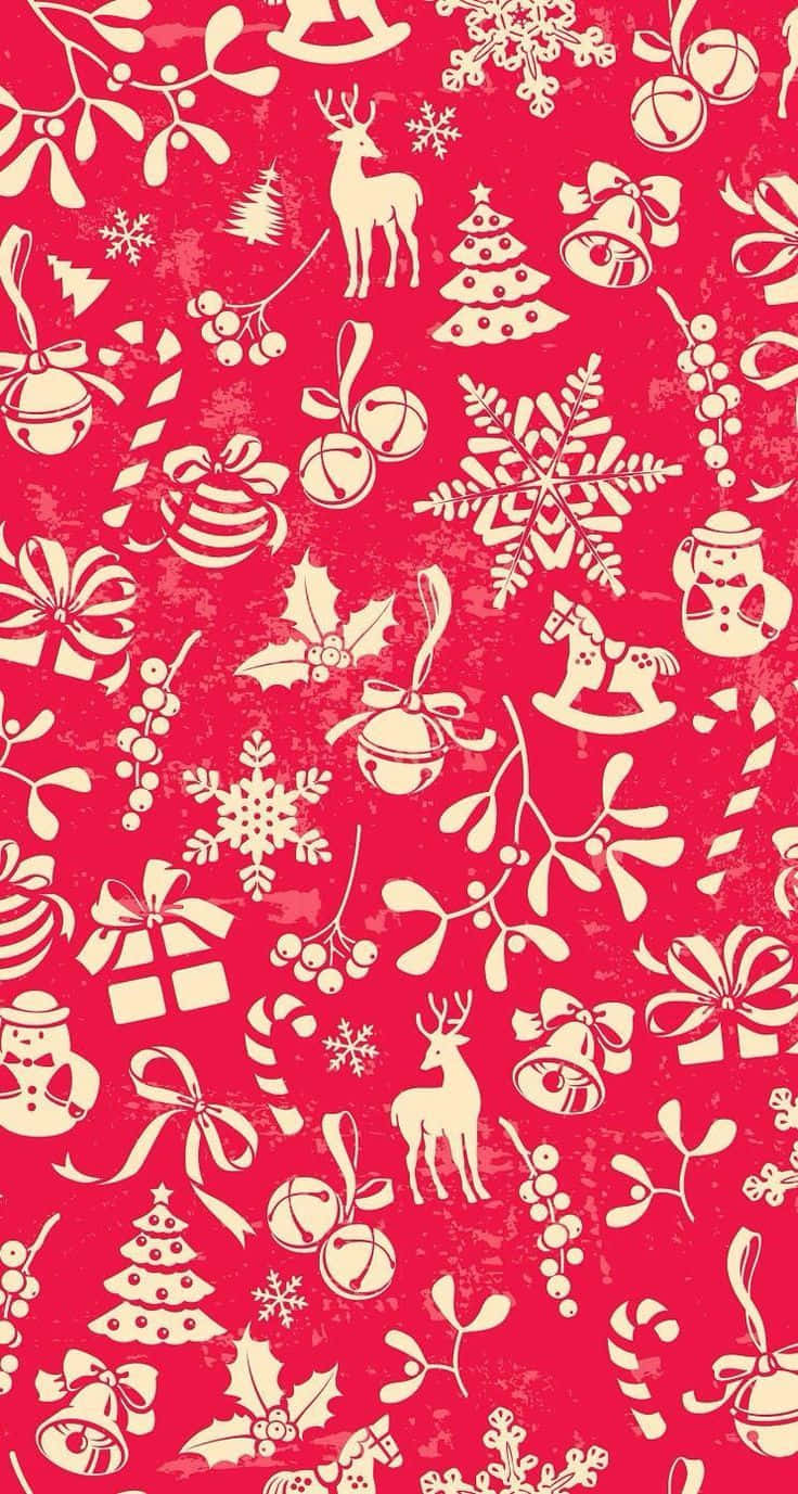 Christmas Pattern With Red And White Elements Wallpaper