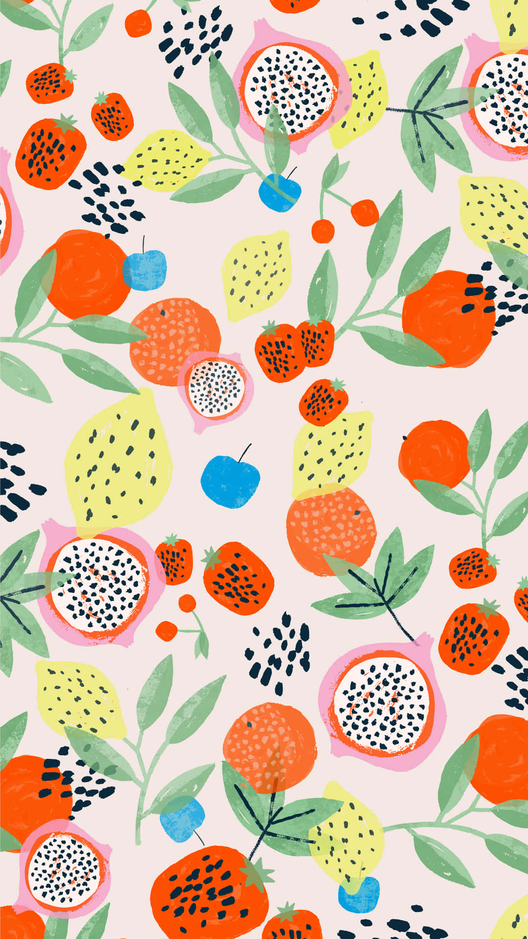 Tropical Fruits Cute Pattern Iphone Wallpaper