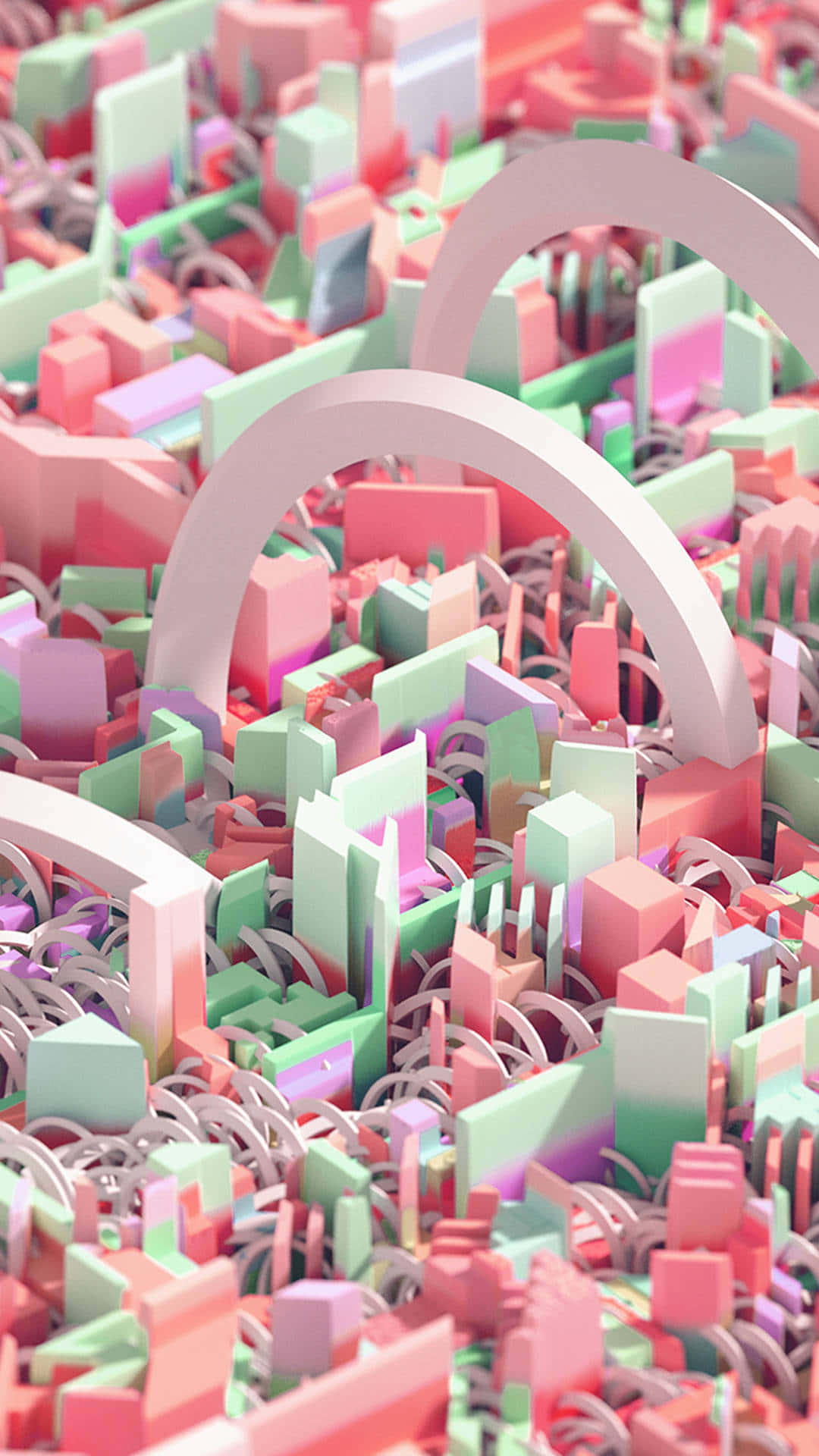 A Pink And Green 3d Image Wallpaper