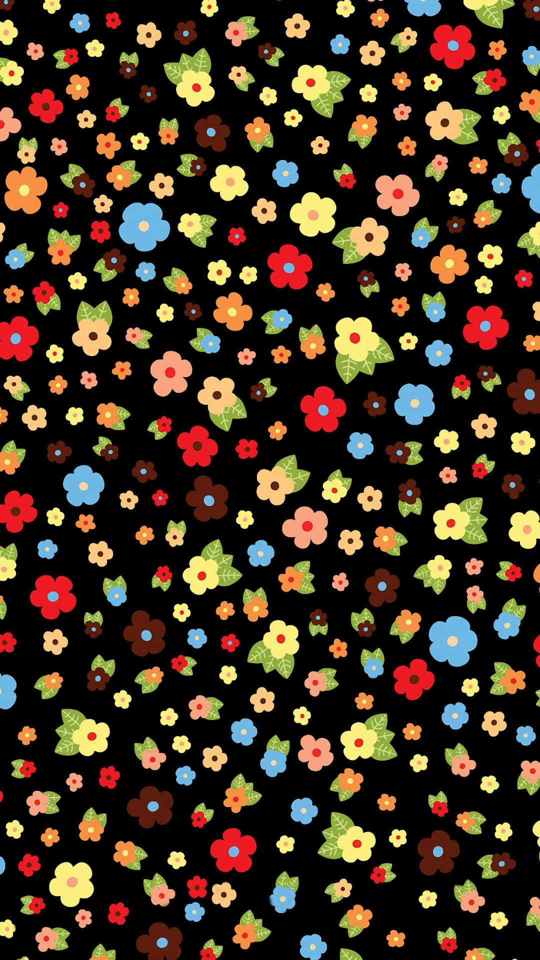 Einschwarzer Hintergrund Mit Bunten Blumen Wallpaper