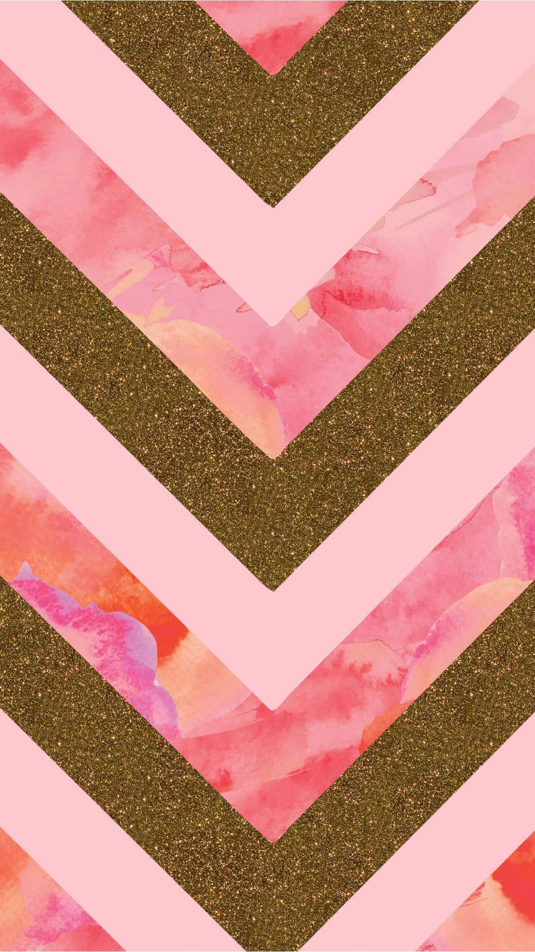 Pink And Gold Chevron Pattern Wallpaper