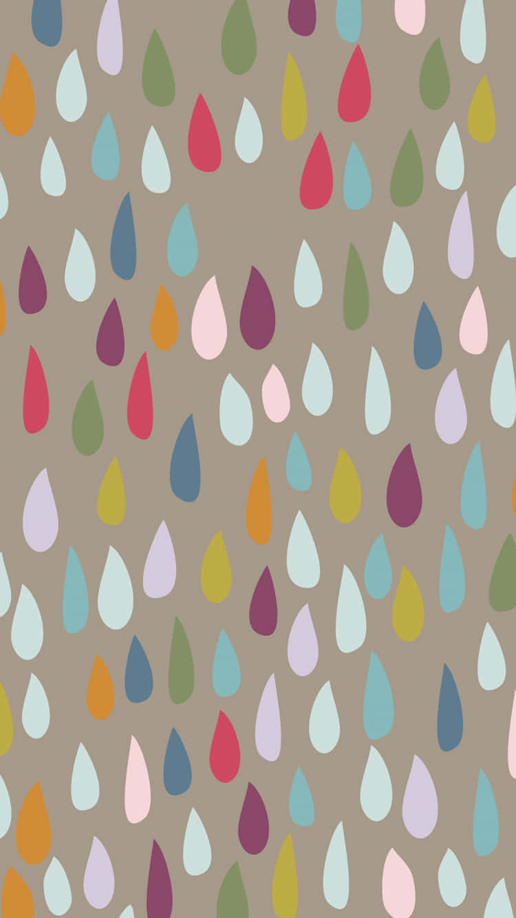 Cute Colorful Raindrops Pattern Wallpaper