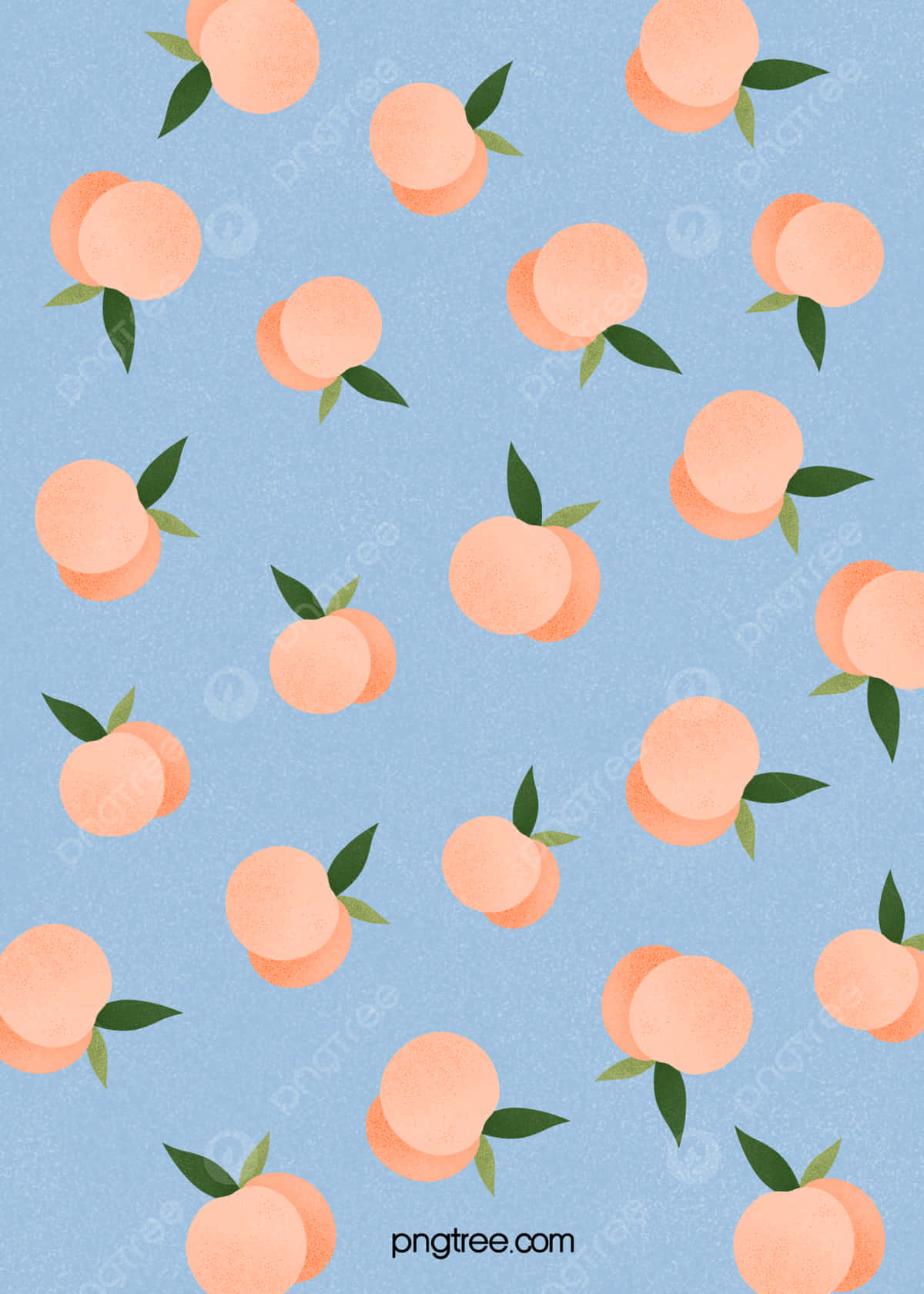 Cute Peach Pattern Blue Background Wallpaper