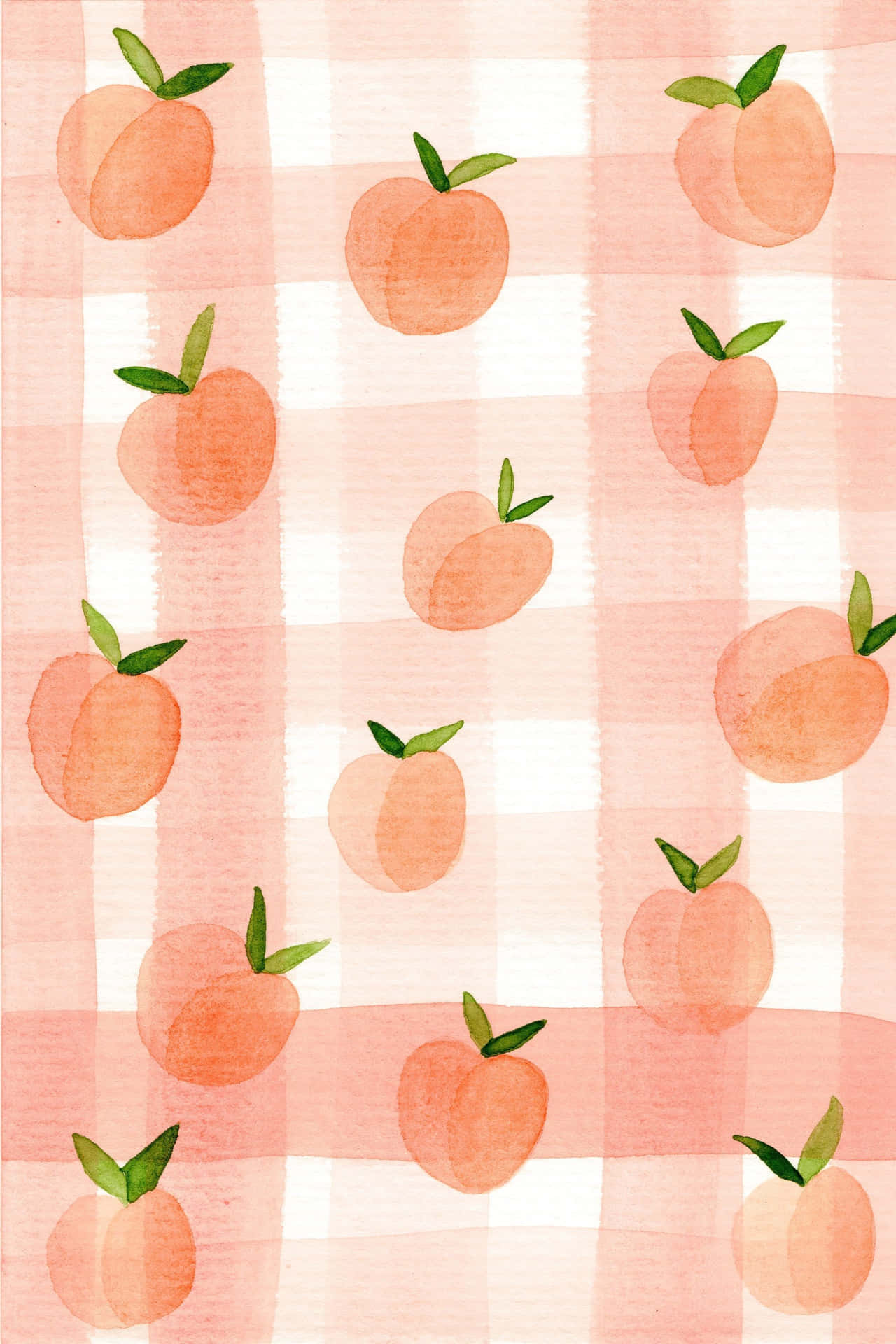 Cute Peach Watercolor Checkered Background Wallpaper
