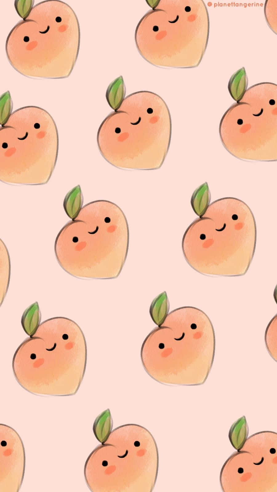 Cute Peach Drawing Pink Background Wallpaper