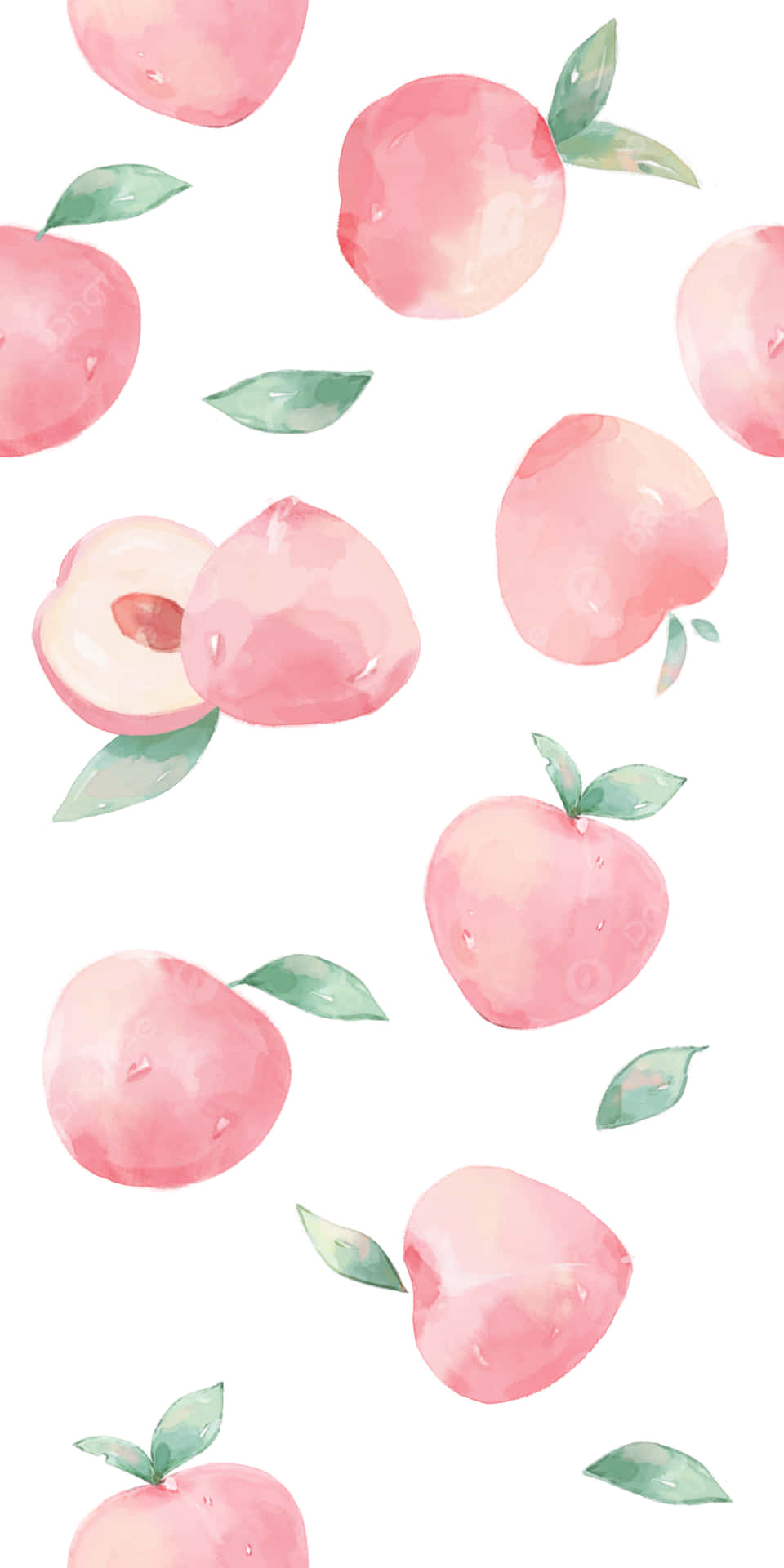 Cute Peach Pattern White Background Wallpaper