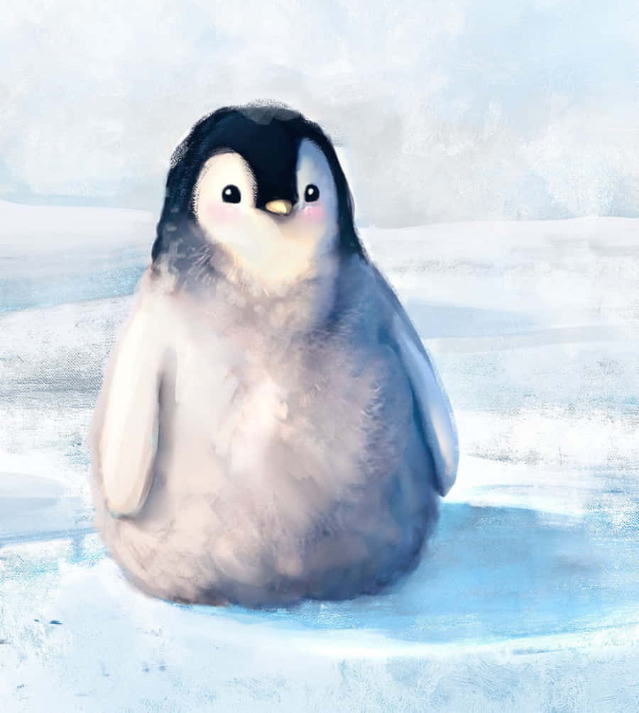 Quadrodi Un Carino Pinguino Imperatore Dipinto