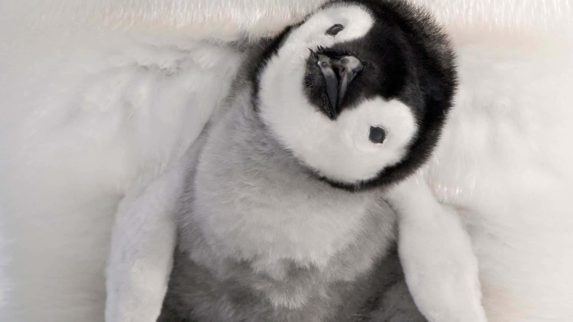 Imagende Un Lindo Pingüino Bebé En La Nieve.