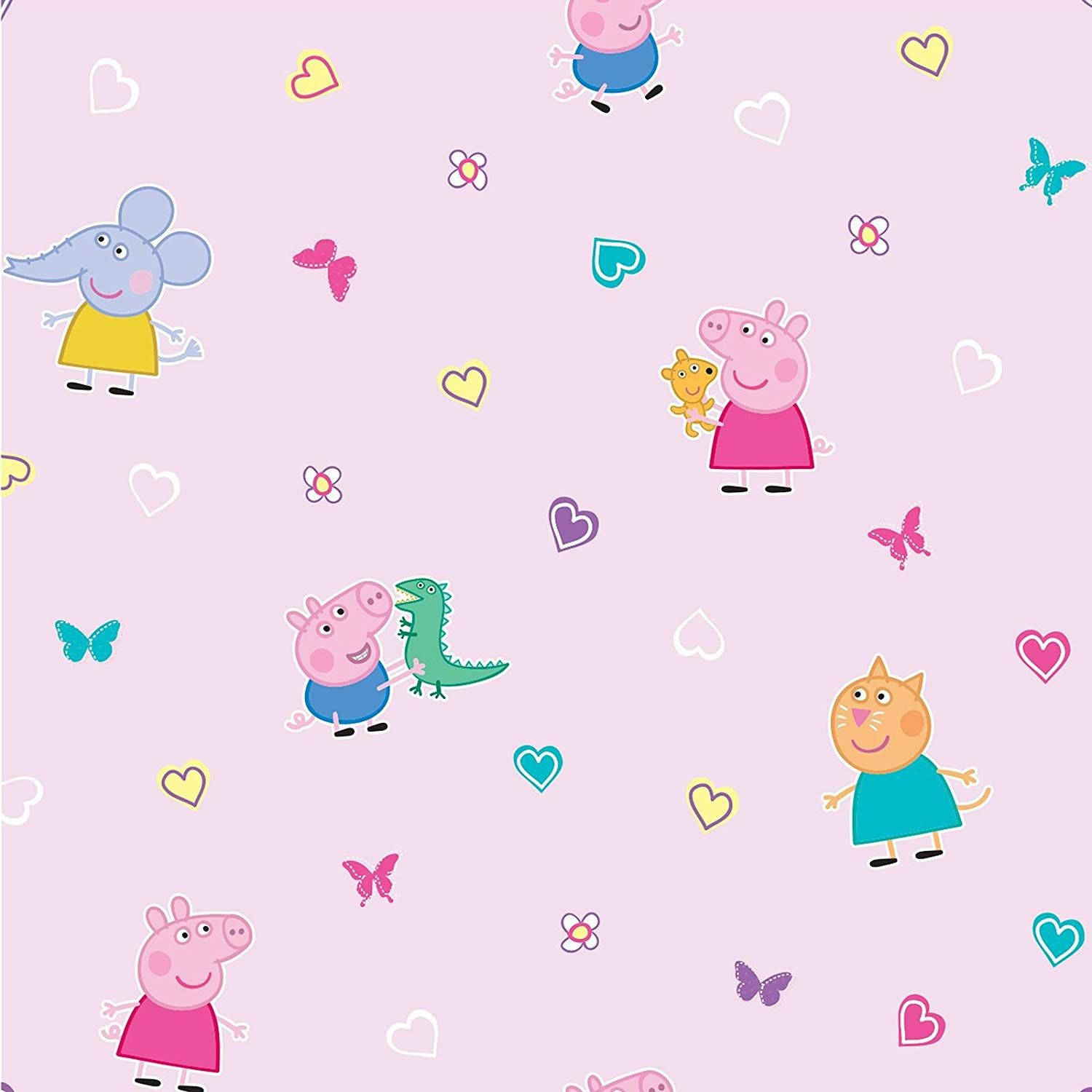 Cute Peppa Pig and toys pattern wallpaper.