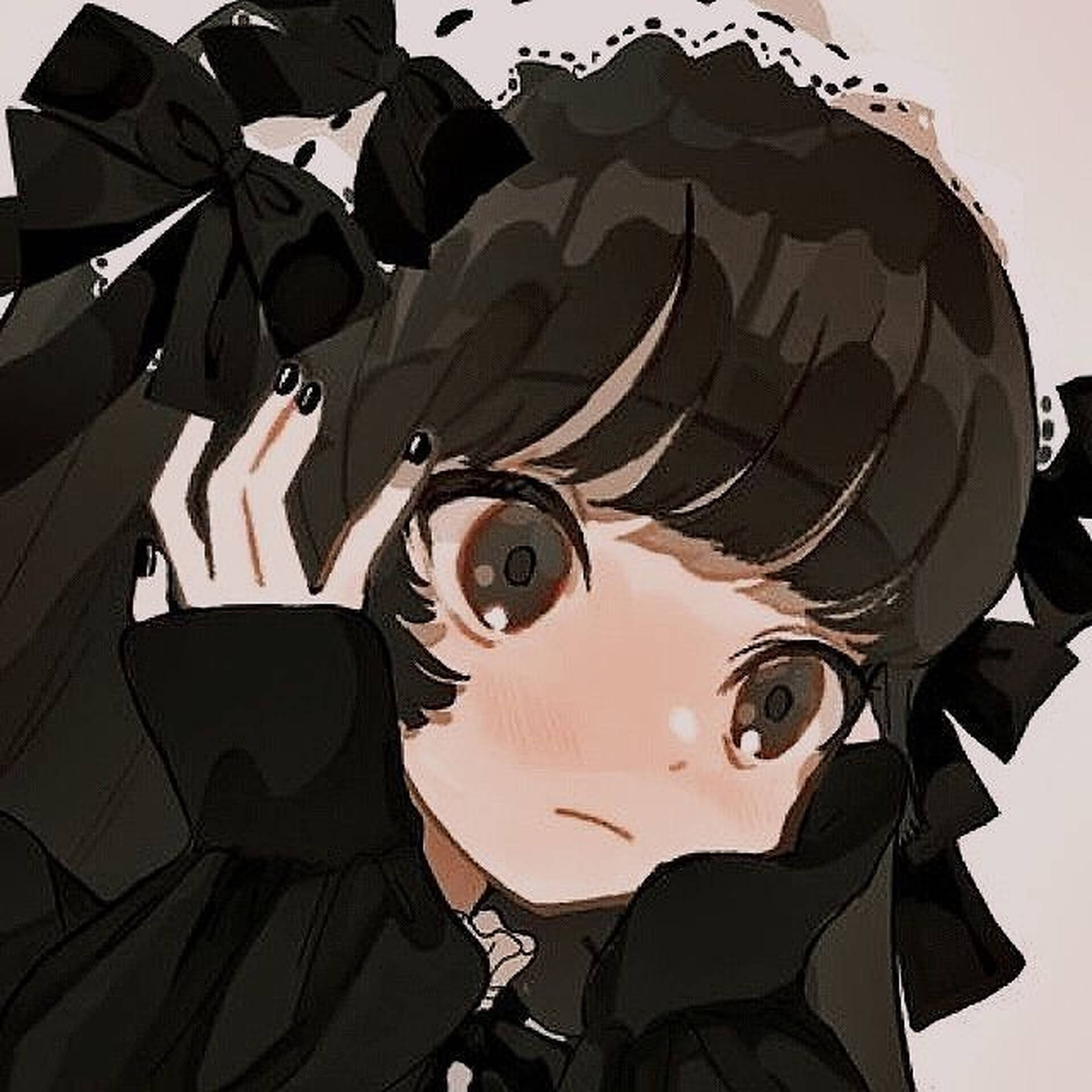 Niedlichesprofilbild (pfp) Mit Anime-mädchen Und Schleifen Wallpaper