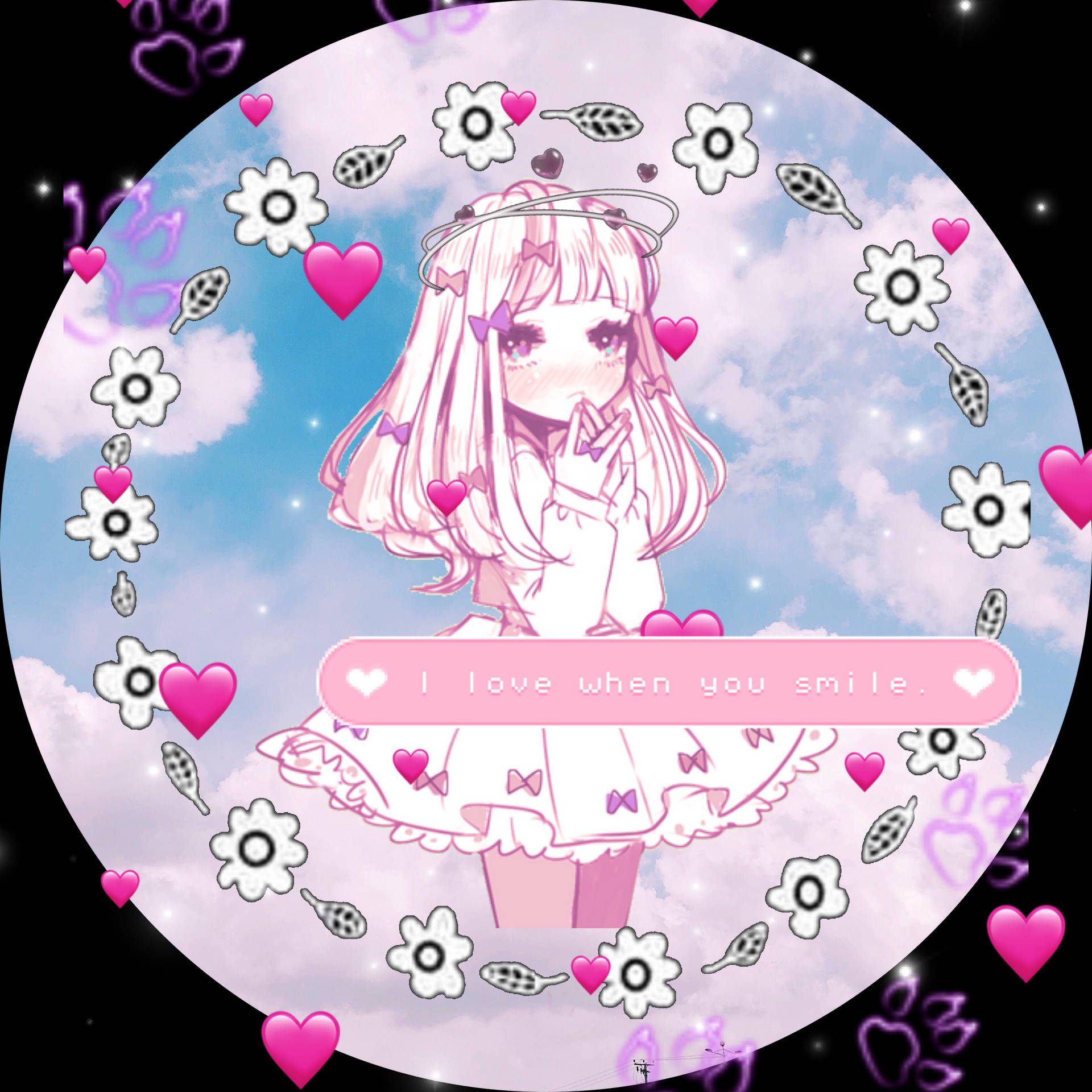Cute PFP With Floral Anime Girl Wallpaper