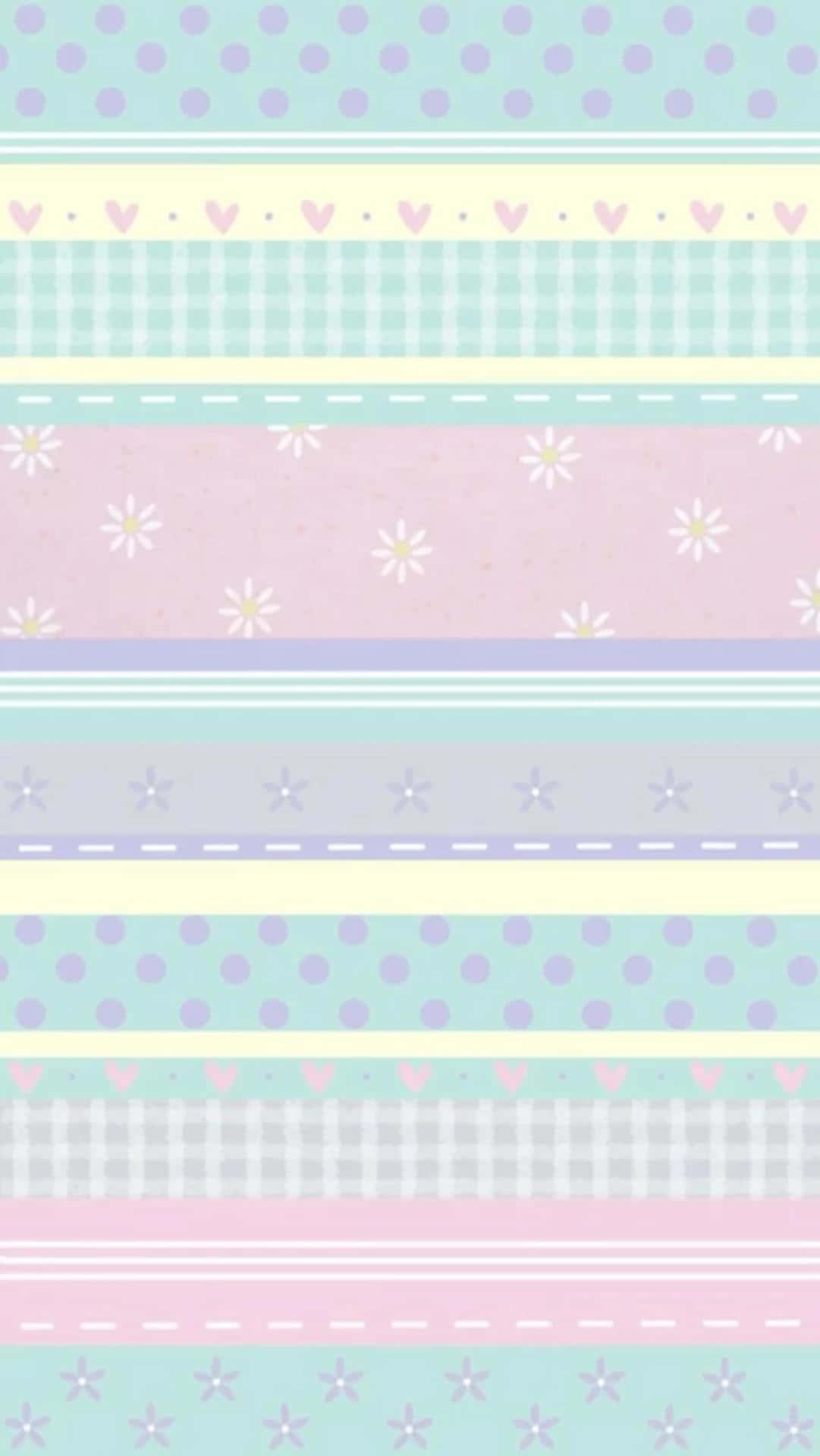 A Pastel Colored Background With Polka Dots And Stripes