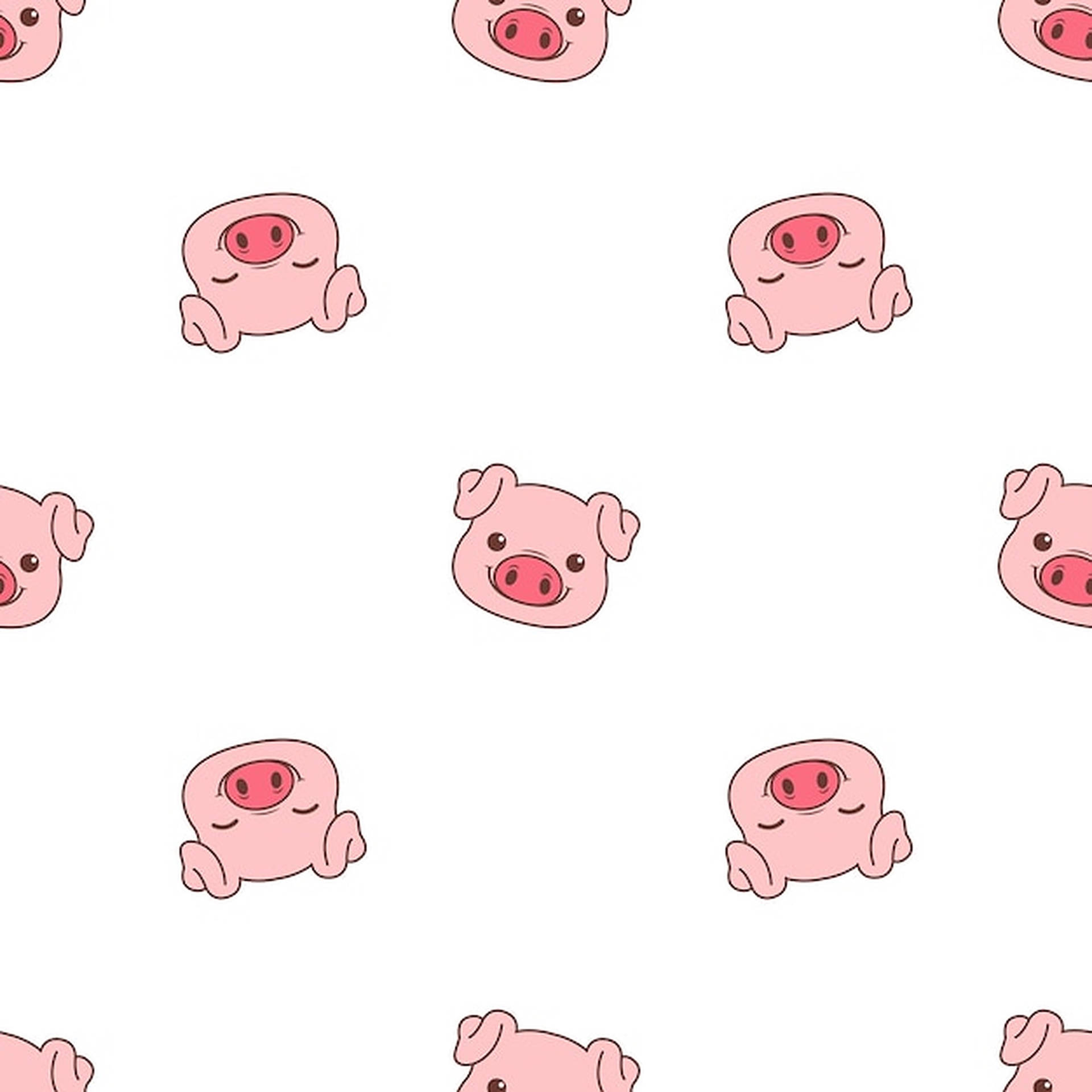 Cute Pig Head Pattern Wallpaper