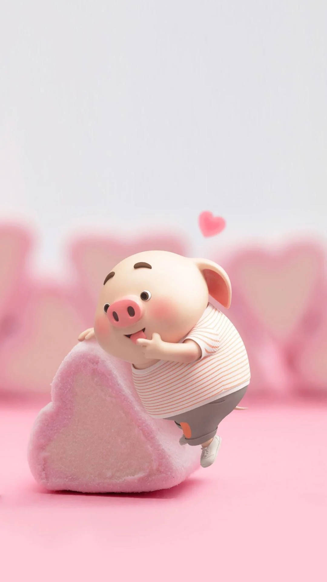 Download Cute Pig Heart Marshmallow Wallpaper 