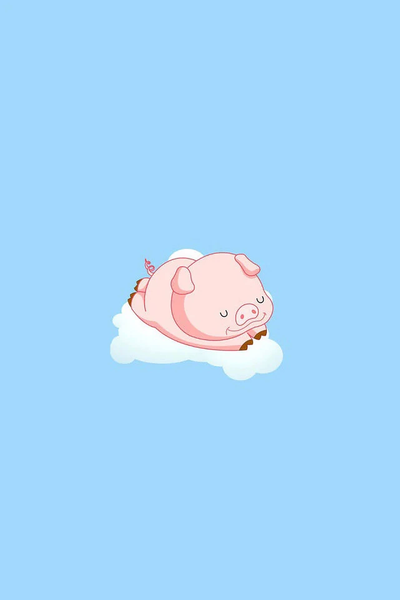 Cute Pig On Cloud Background