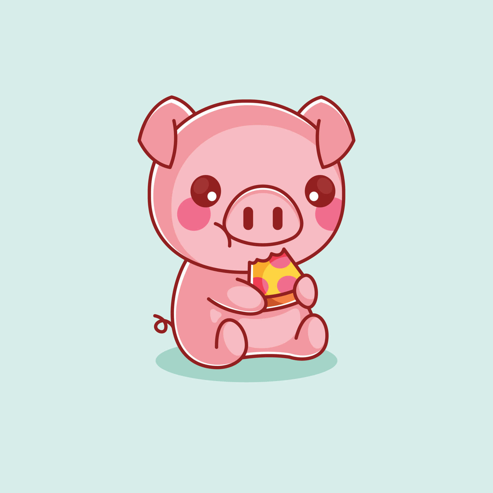 A Cute Little Pig Holding A Cookie
