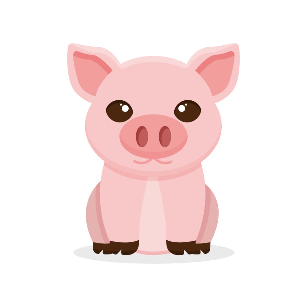 A Cartoon Pig Sitting On A White Background