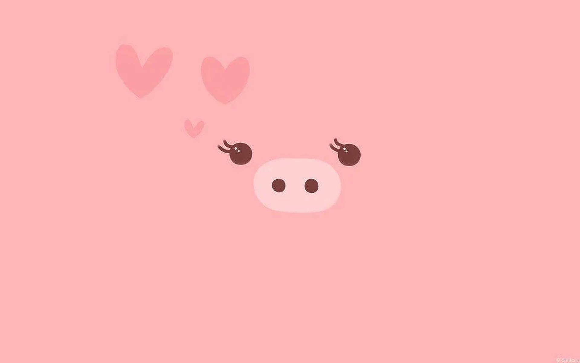 Cute Pig Pink Hearts Background