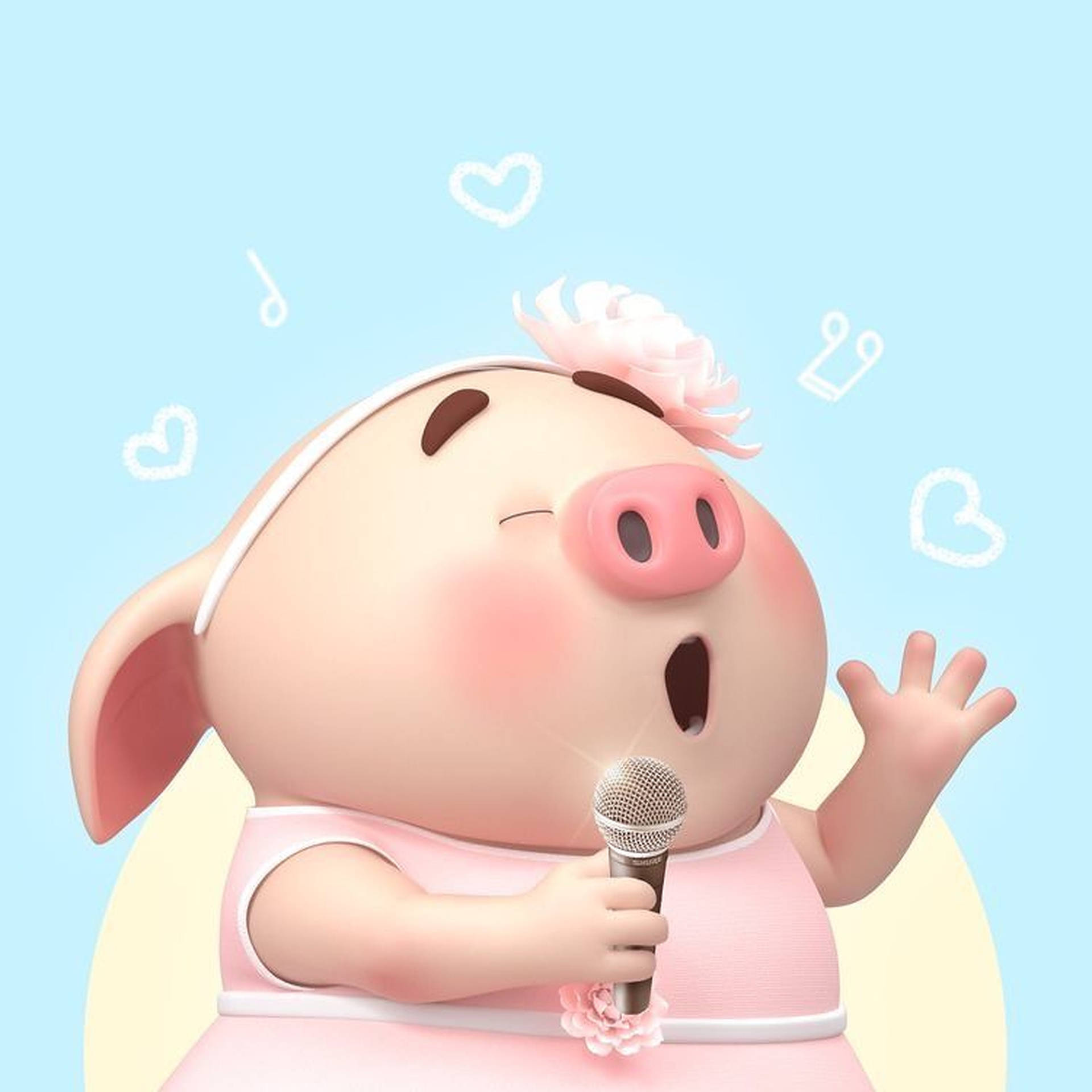 Cute Pig Singing Wallpaper