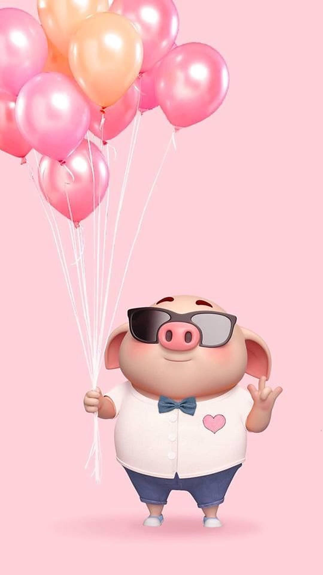 Cute Pig With Balloons Wallpaper