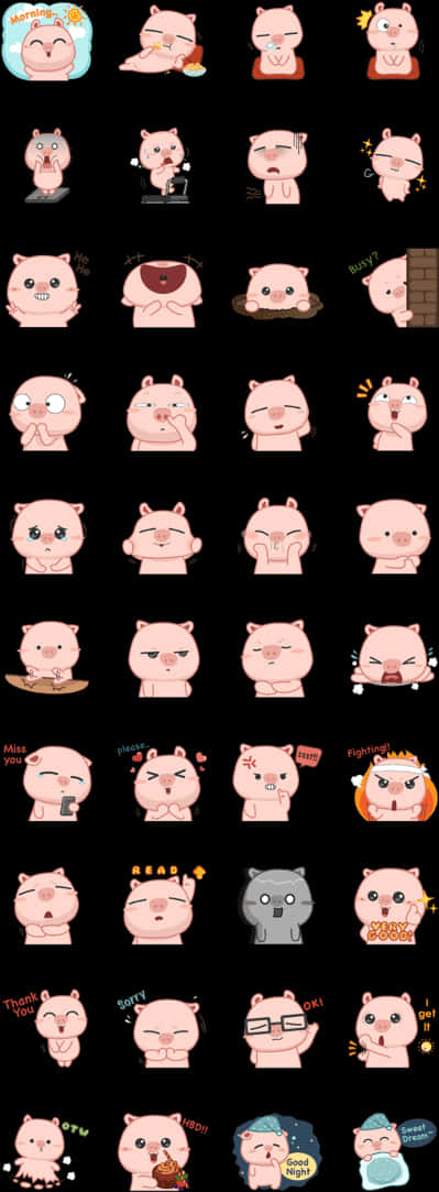 Cute Piglet Emoticons Collection PNG