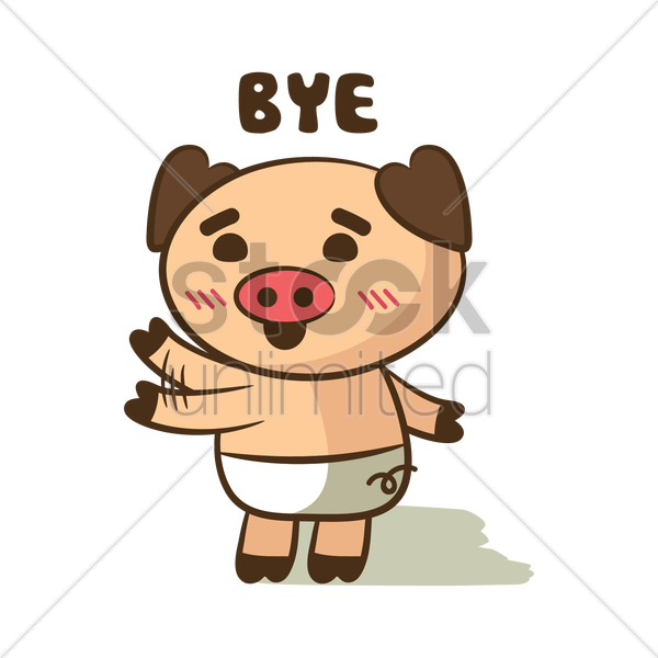 Cute Piglet Saying Bye PNG