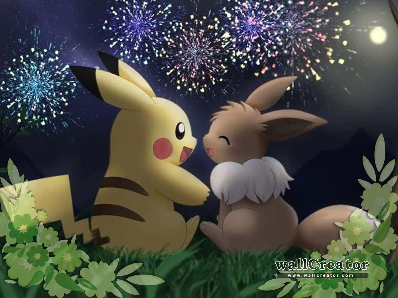 "The Cutest Couple in Town: Pikachu and Eevee" Wallpaper