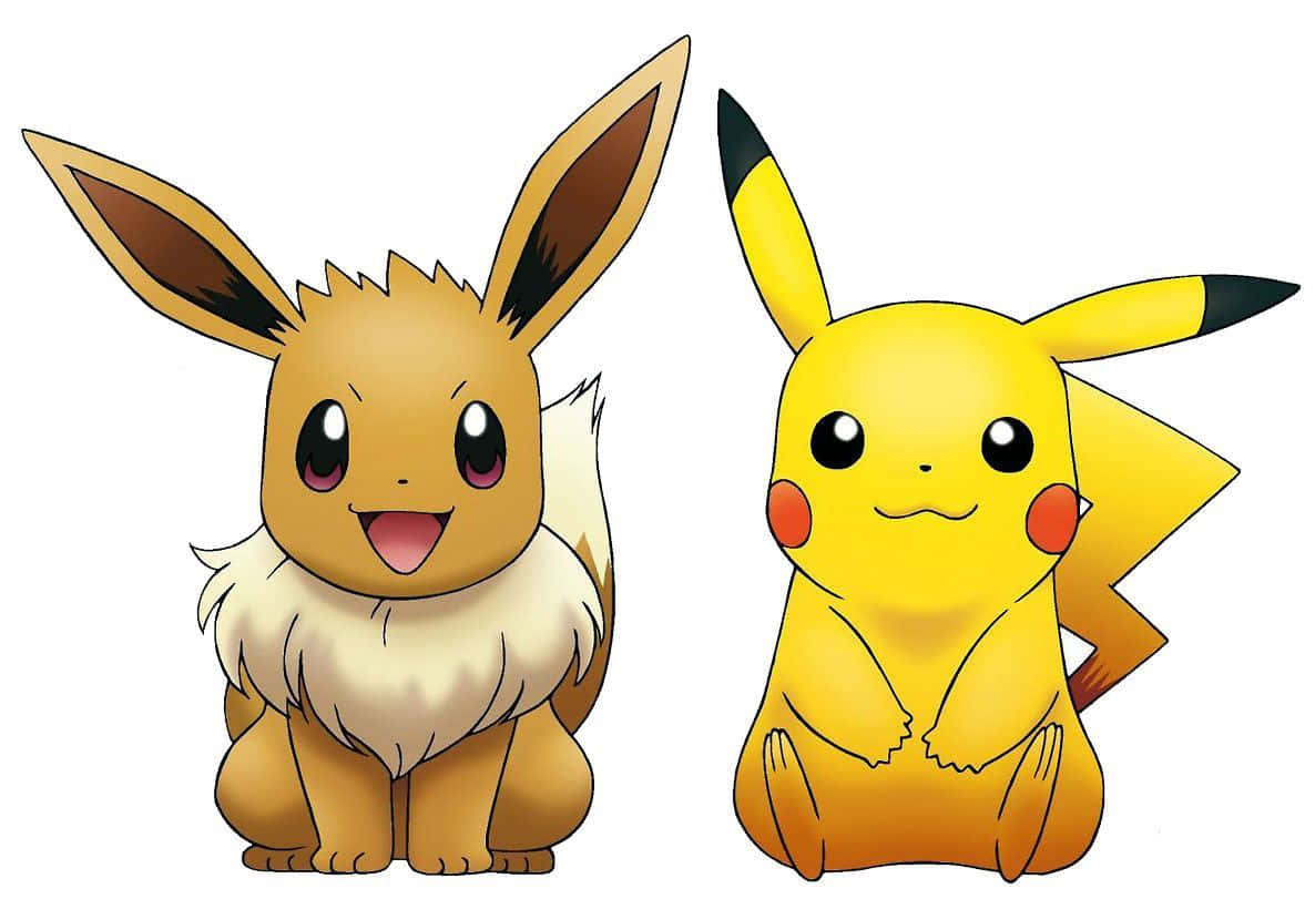 Cuteness Overload - Pikachu and Eevee Snuggle Together Wallpaper