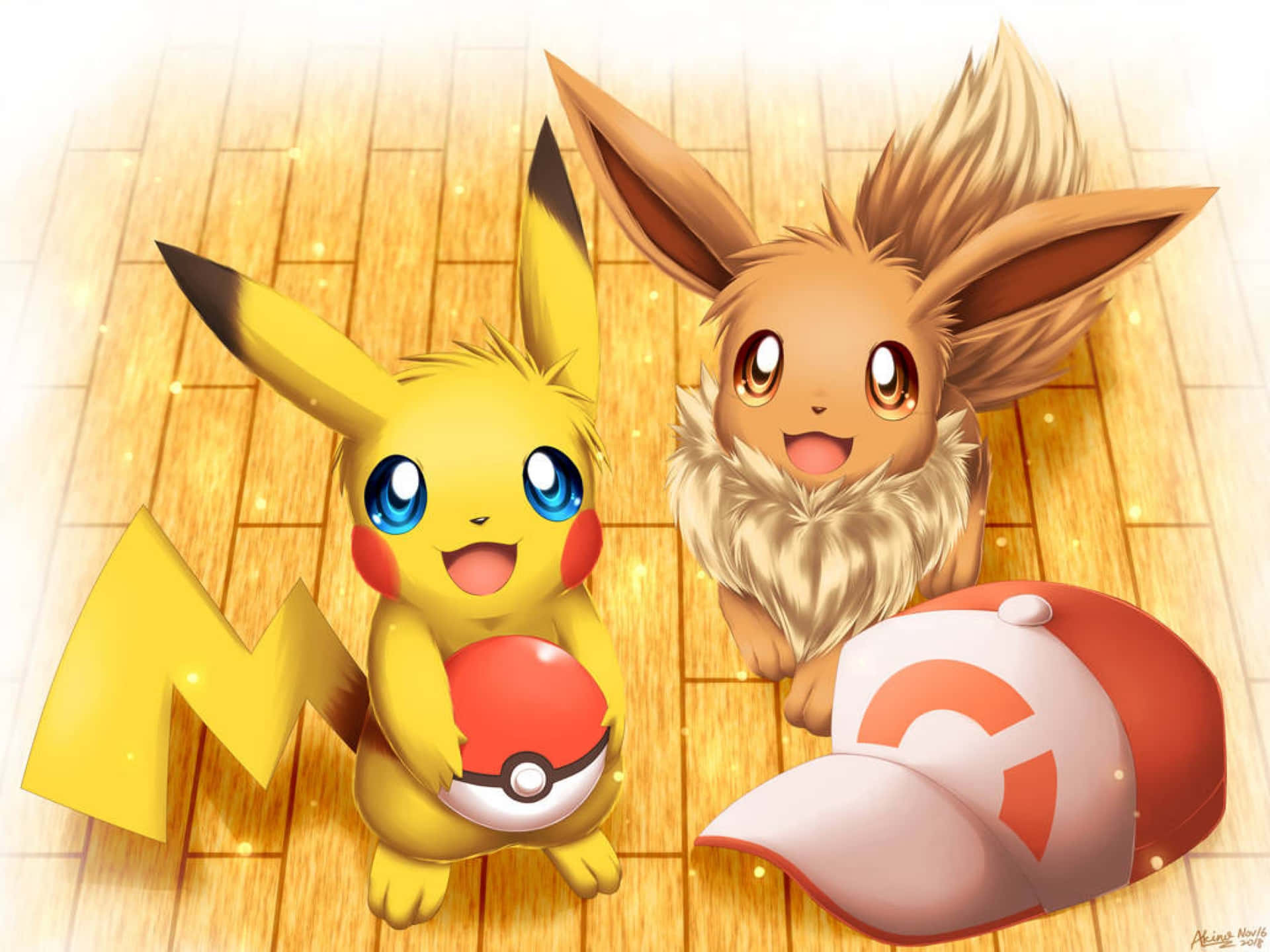 Pokemonpikachu Y Eevee Por Sassy Fondo de pantalla