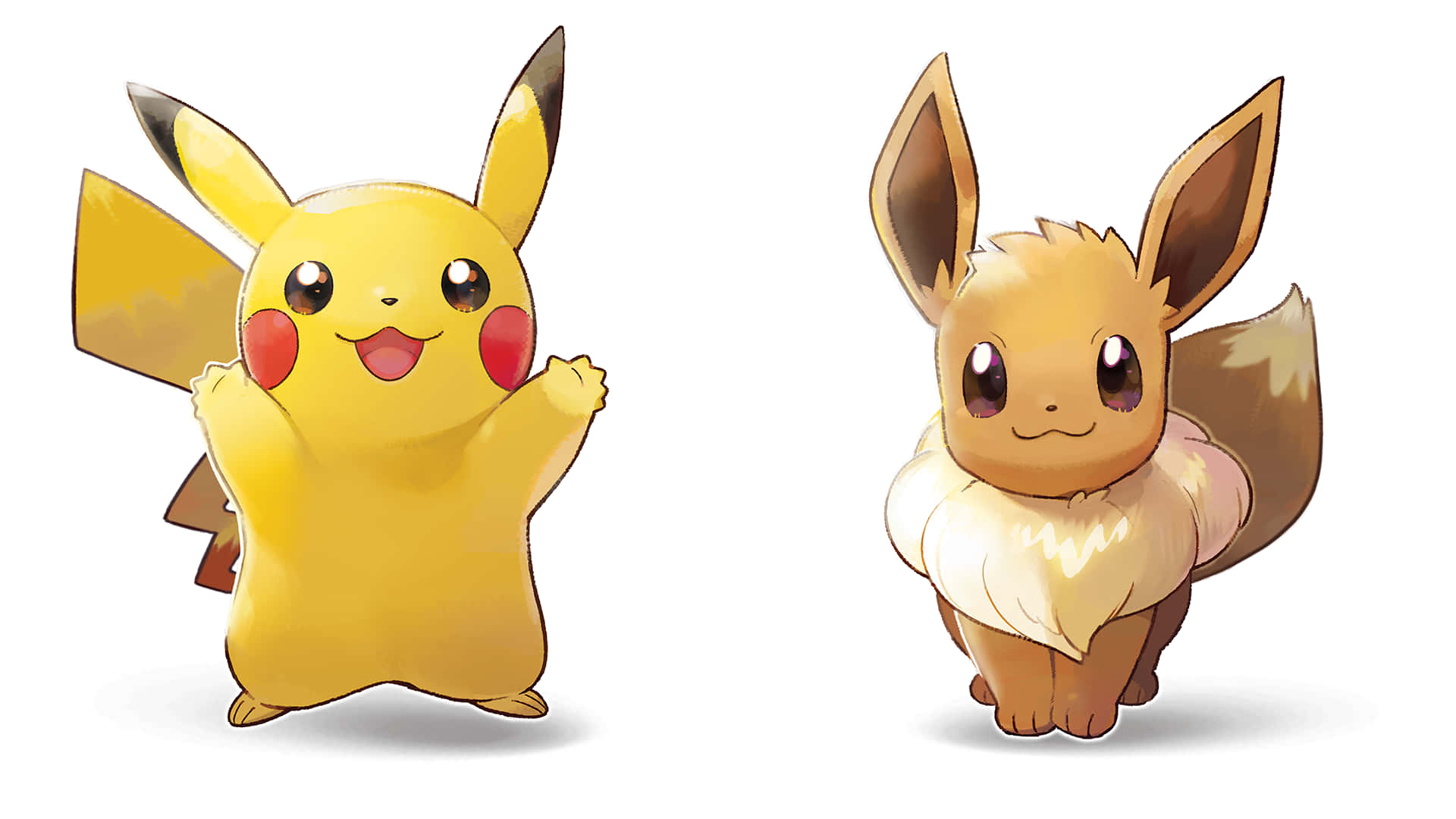 Two Pokemon Characters Standing Next To Each Other Wallpaper