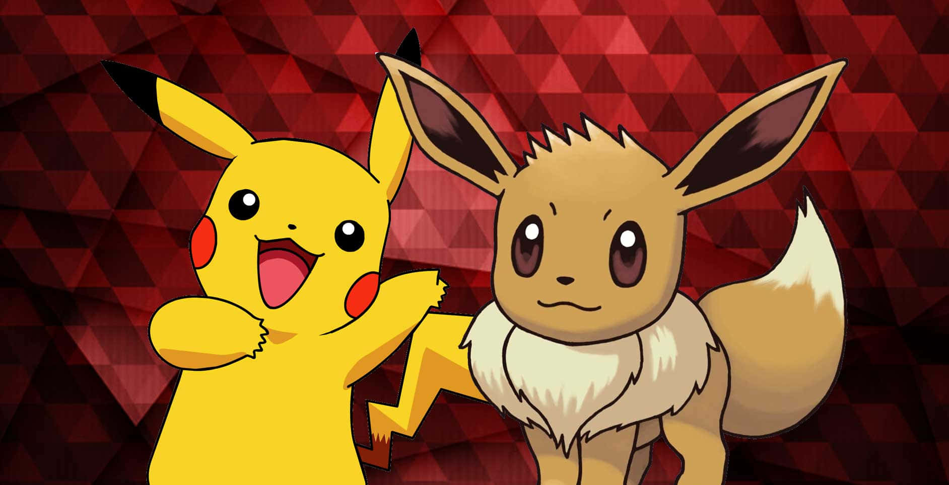 To sødeste Pokemon-figurer sammensovende - Søde Pikachu og Eevee. Wallpaper
