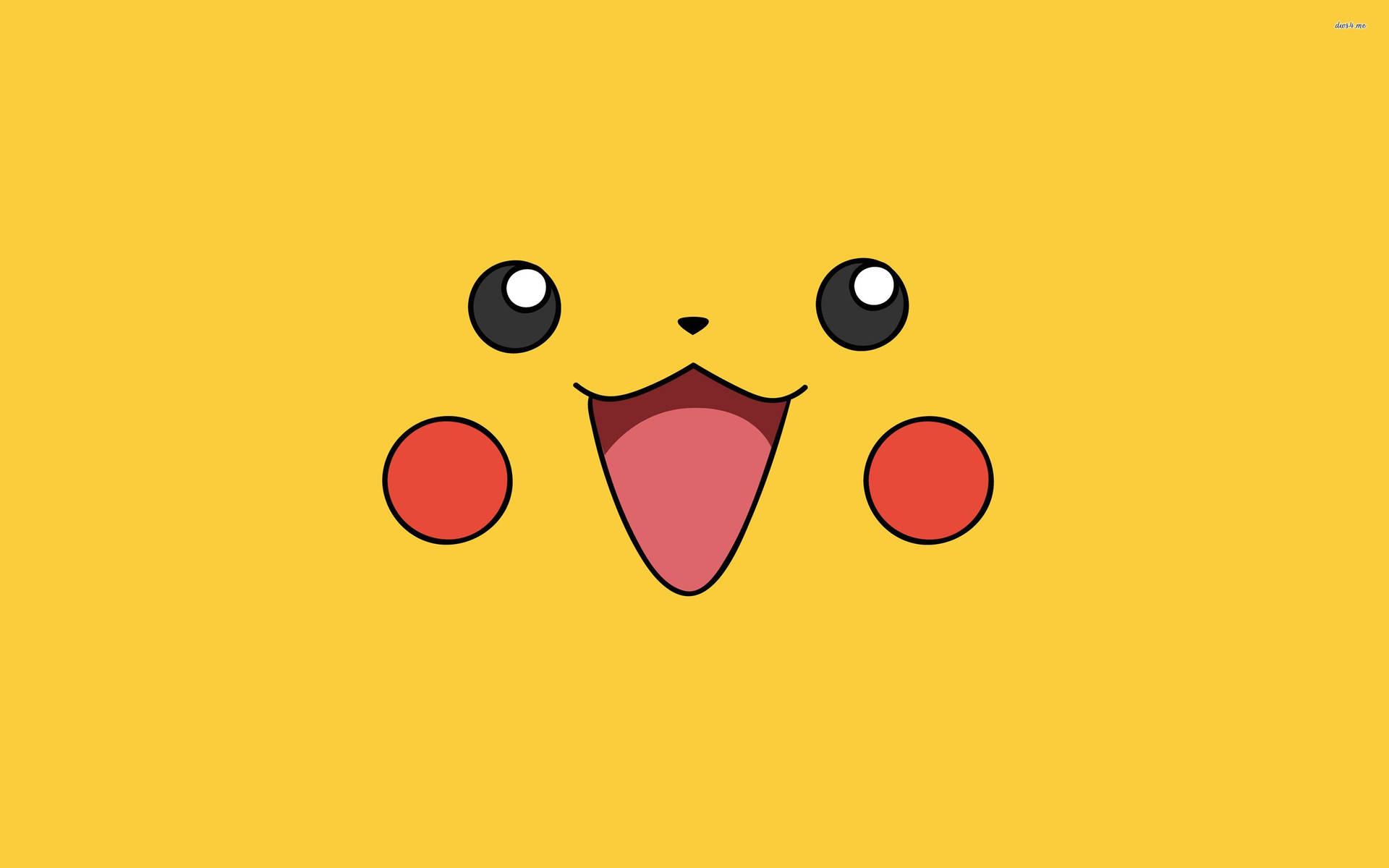 Cute yellow smiling Pikachu in Pokemon anime wallpaper.